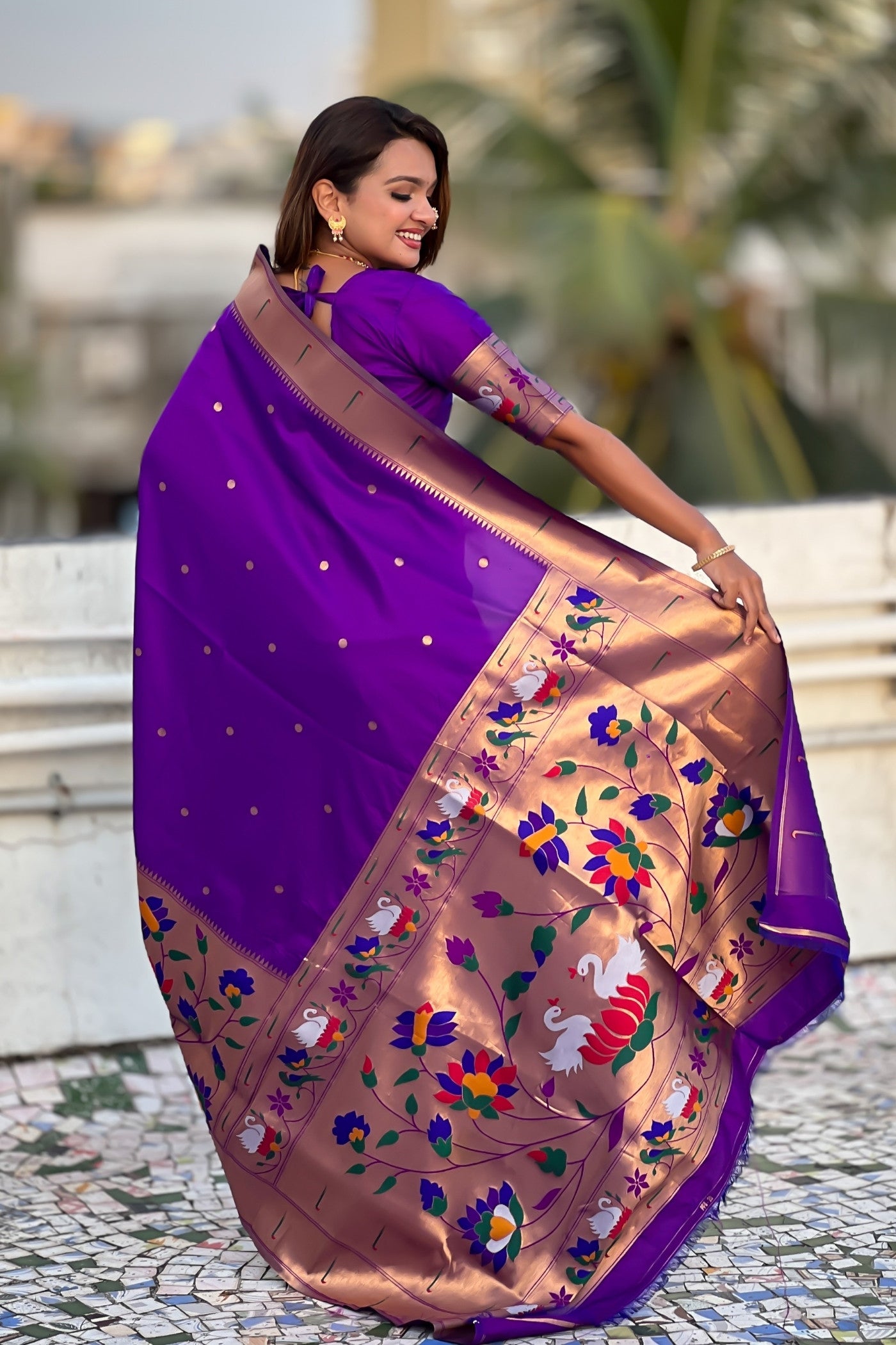 Buy MySilkLove Lollipop Purple Woven Paithani Saree Online