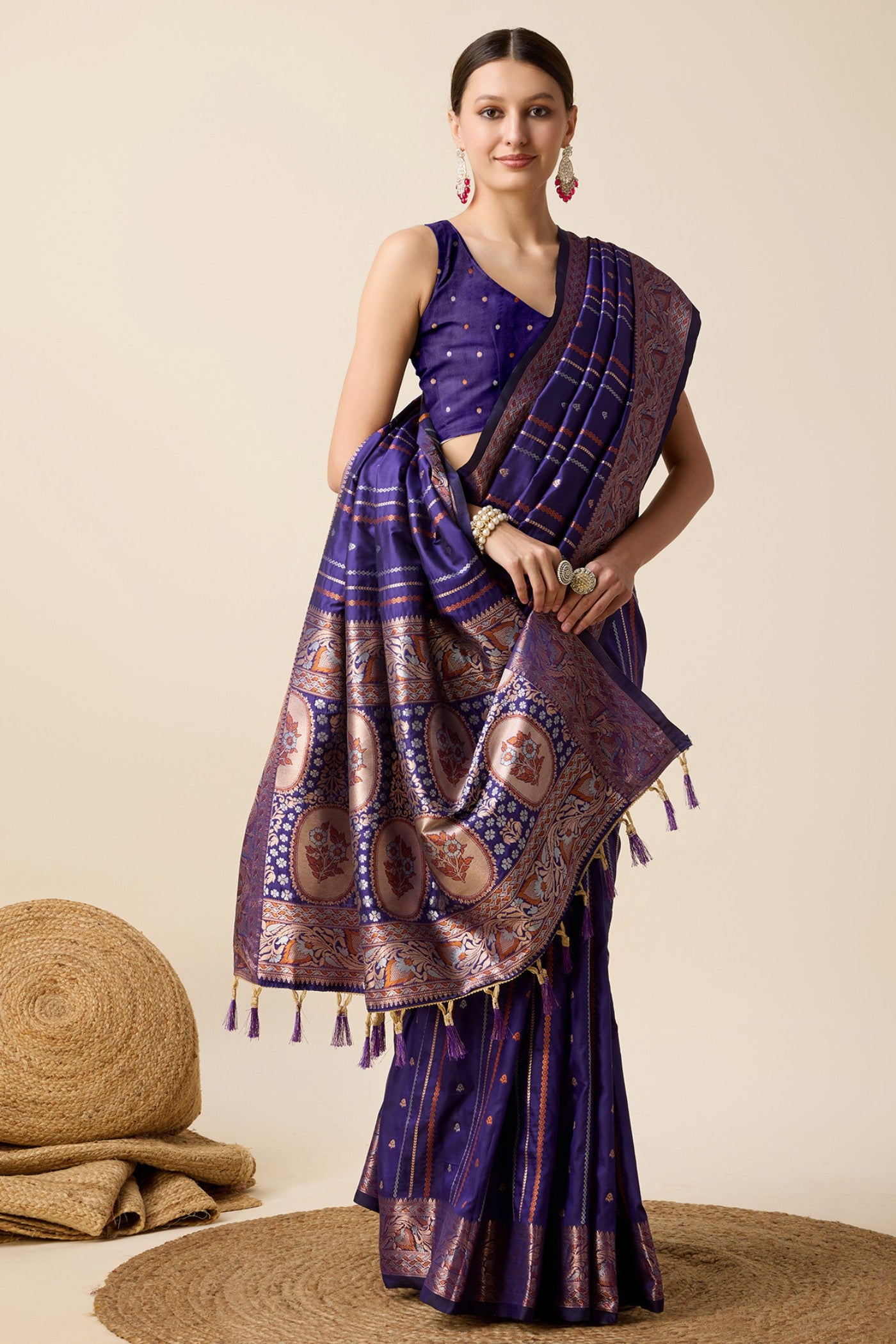 Buy MySilkLove Eggplant Purple Zari Woven Banarasi Saree Online