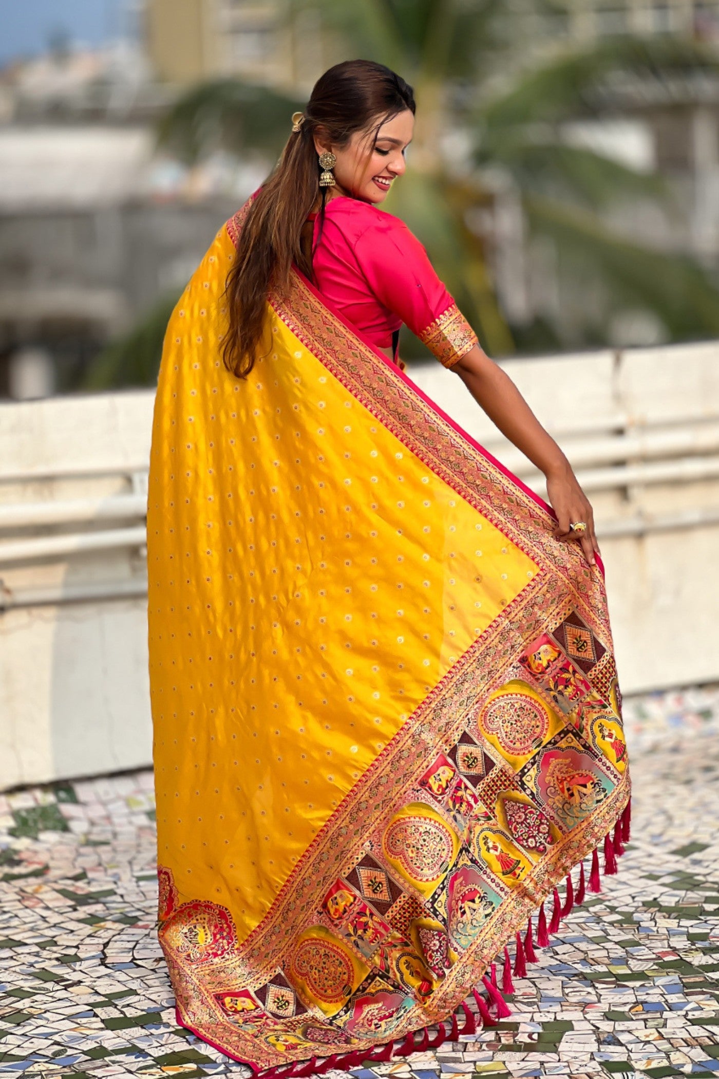 Buy MySilkLove Haldi Yellow Woven Banarasi Saree Online