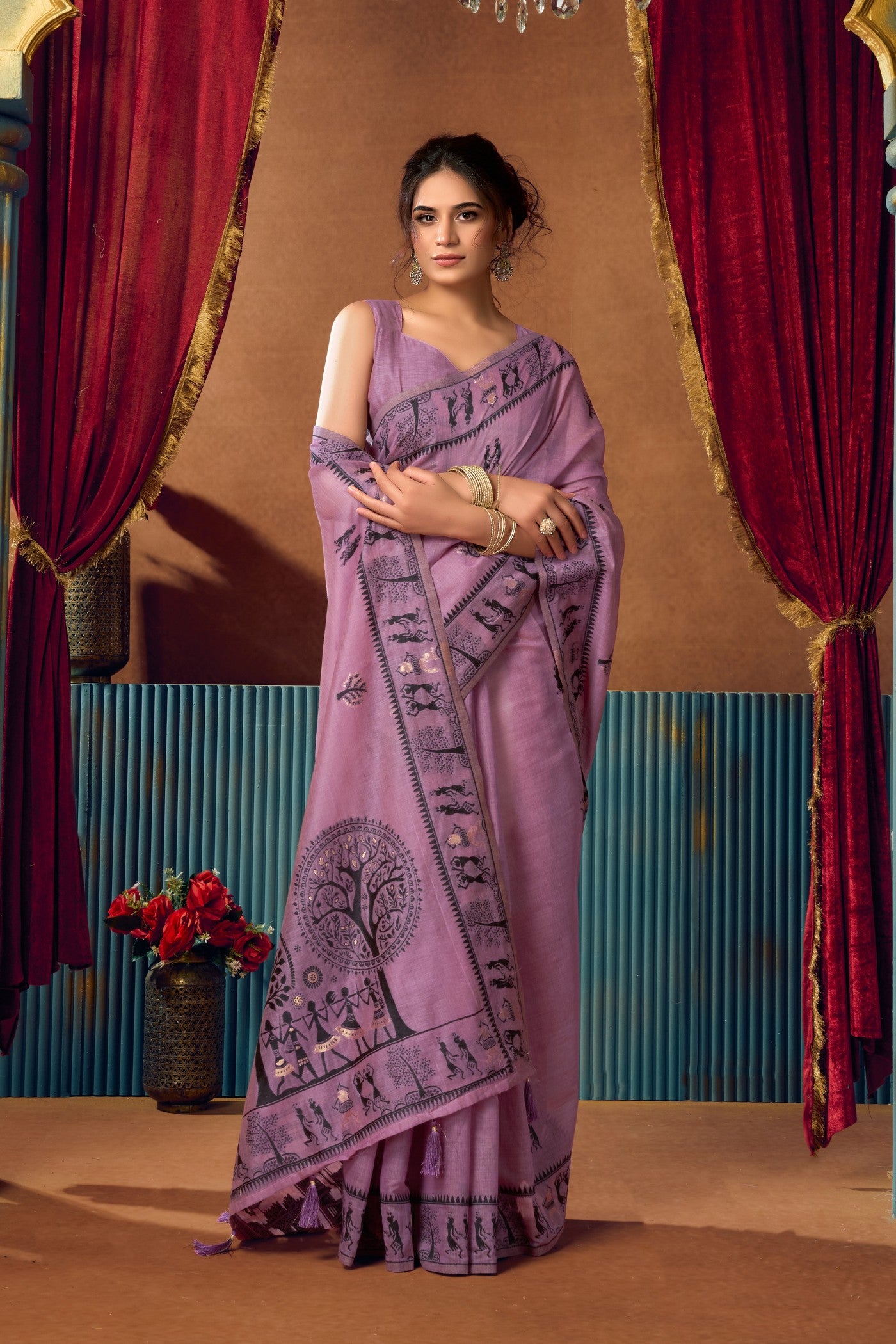 Buy MySilkLove Mauve Purple Woven Modal Cotton Saree Online