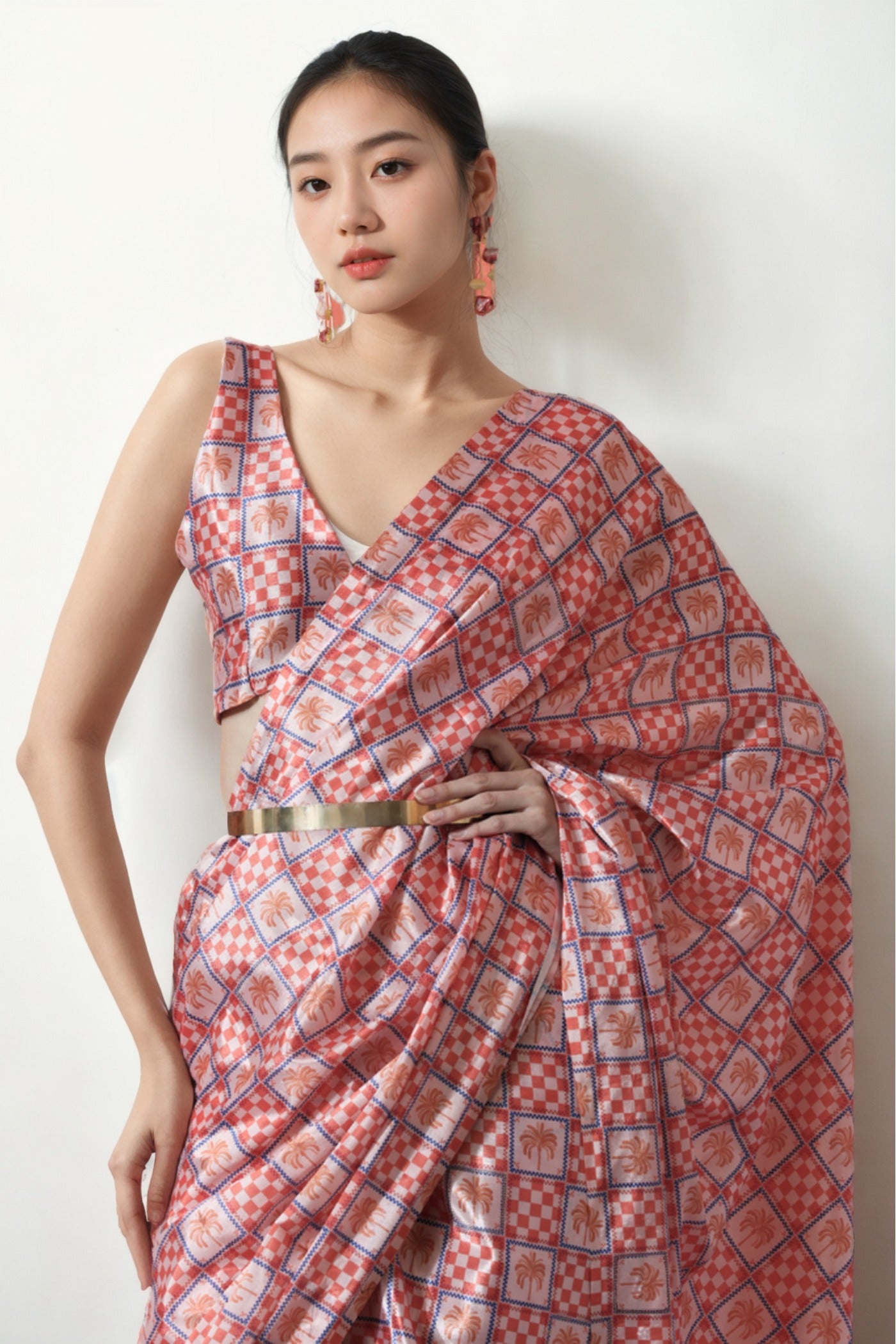 Buy MySilkLove Baby Pink Chinon Digital Printed Ready To Wear Saree Online