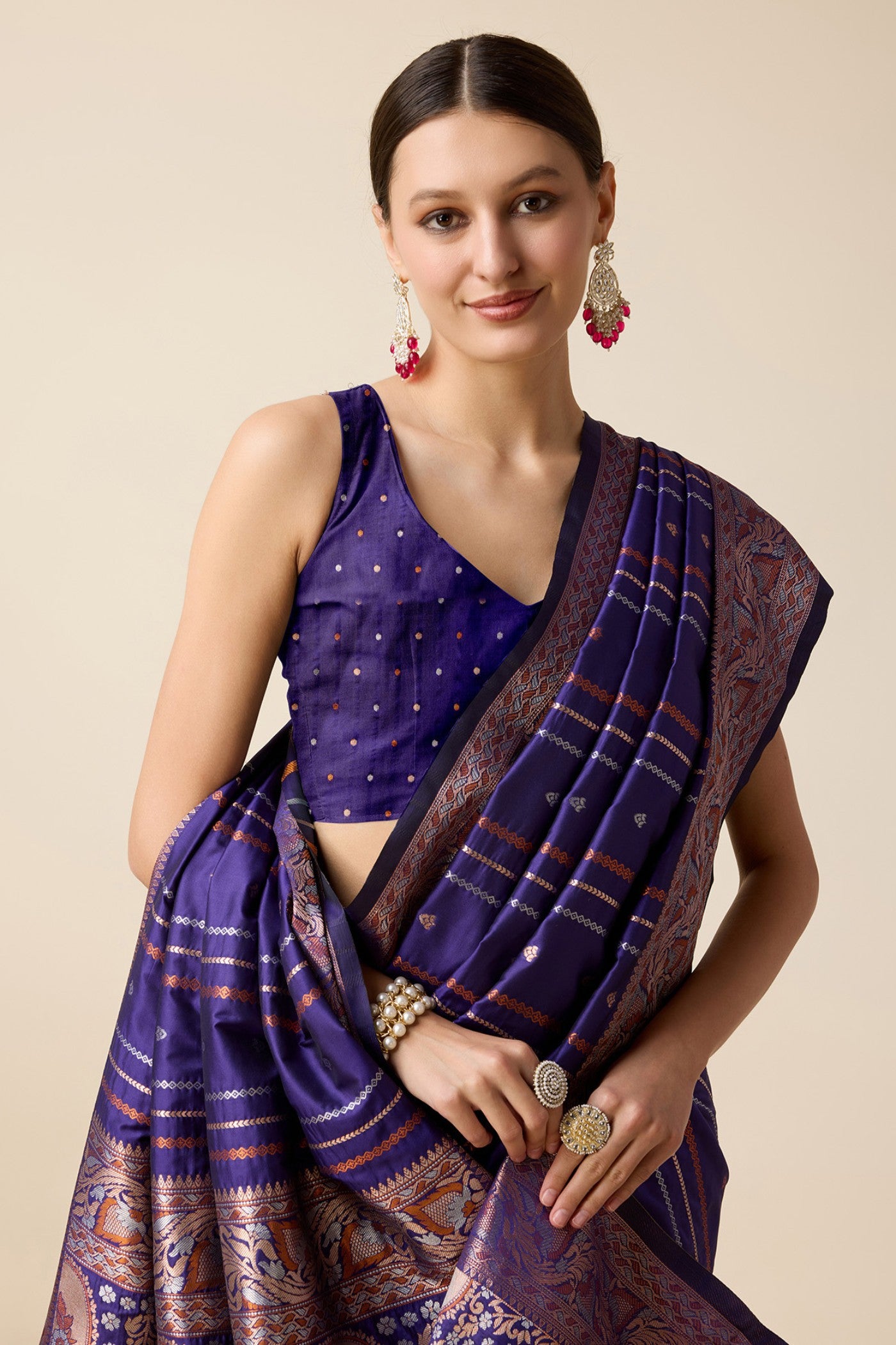Buy MySilkLove Eggplant Purple Zari Woven Banarasi Saree Online
