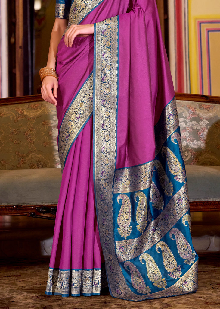 Buy MySilkLove Ultra Purple Woven Banarasi Soft Silk Saree Online