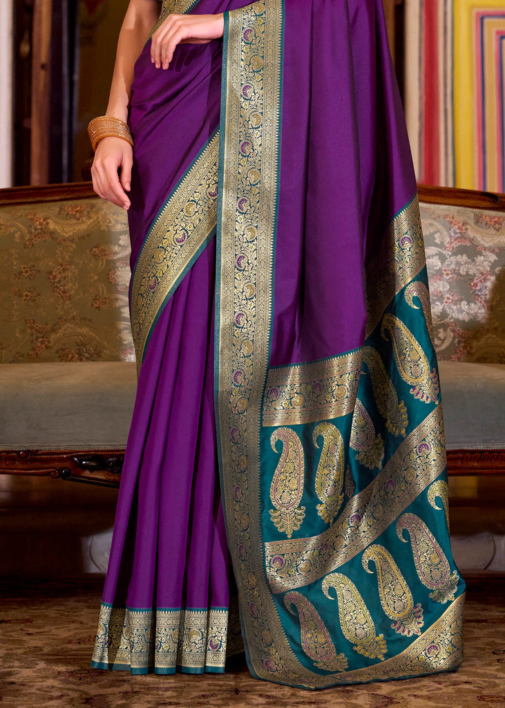 Buy MySilkLove True Purple Woven Banarasi Soft Silk Saree Online