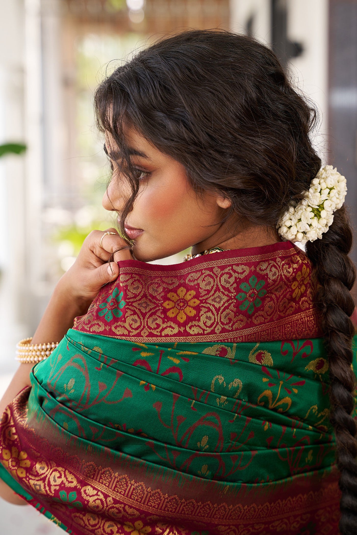 MySilkLove Jungle Green Banarasi Woven Soft Silk Saree