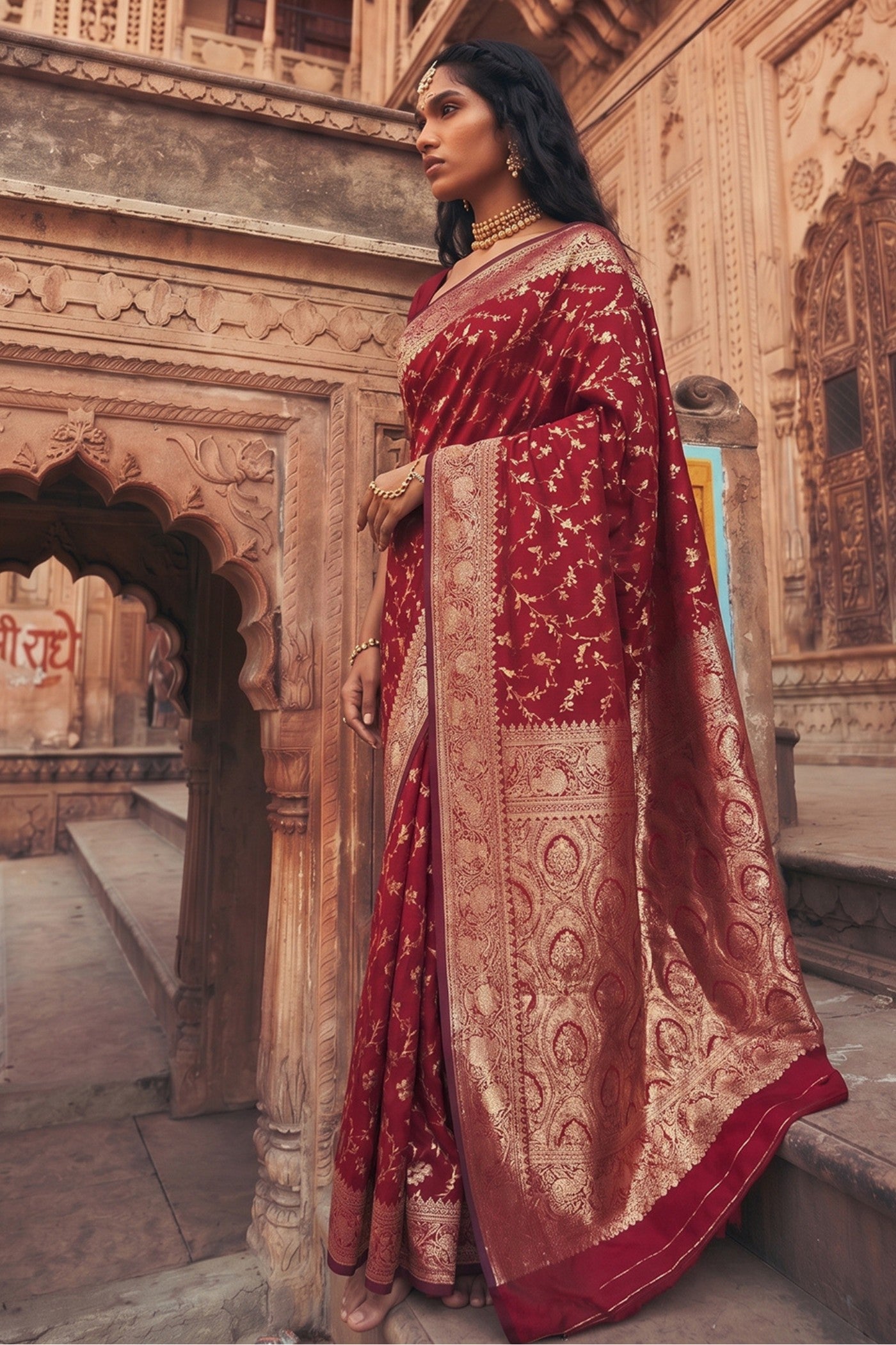 Buy MySilkLove Bride Red Woven Banarasi Saree Online