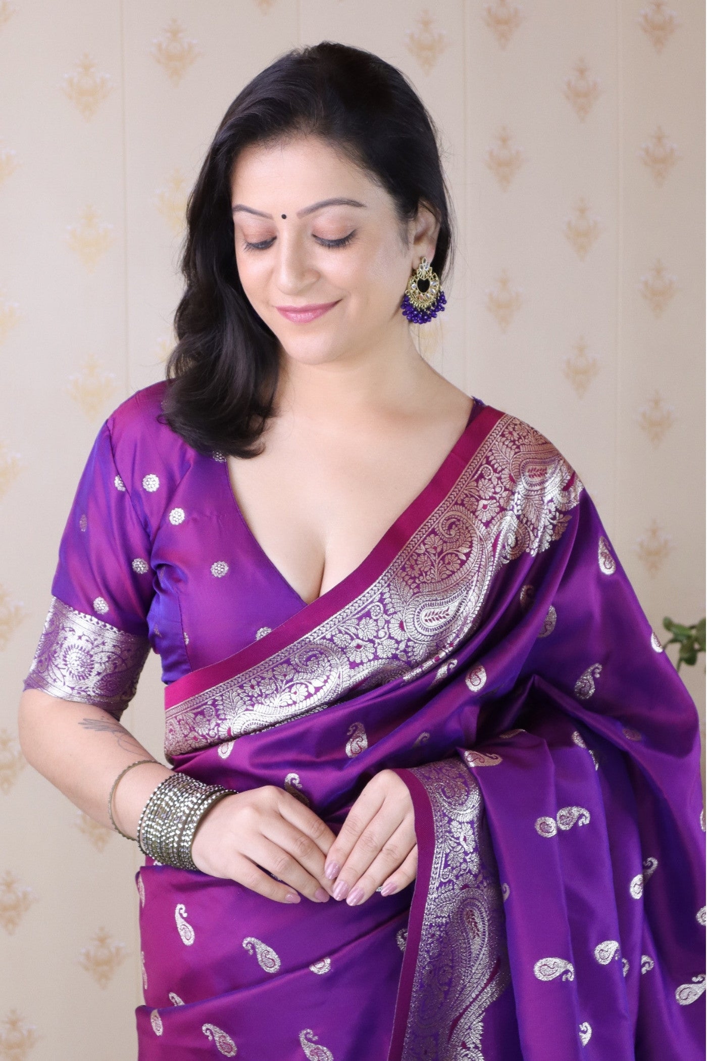 MySilkLove Grape Purple Banarasi Handloom Saree
