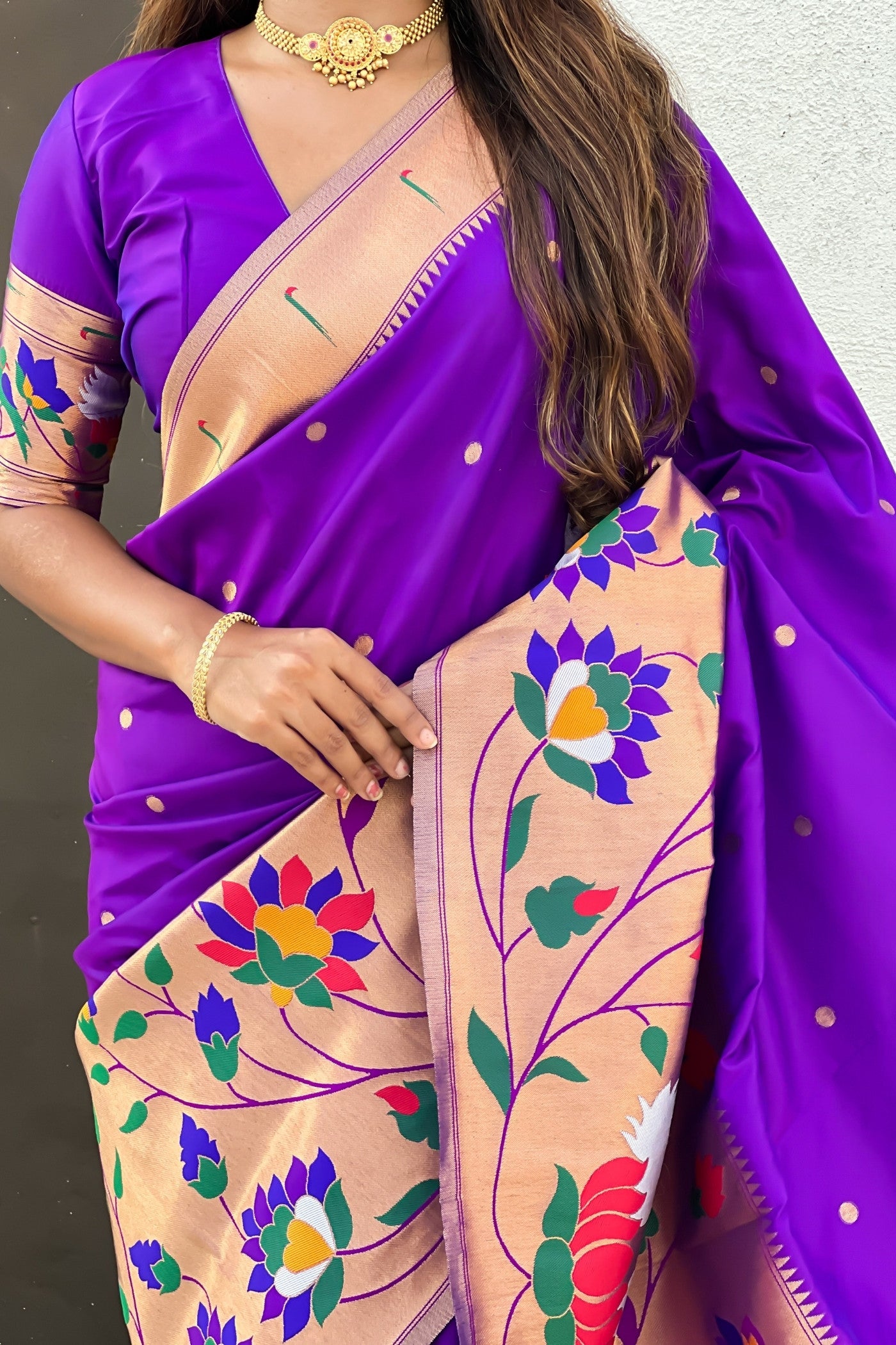 Buy MySilkLove Lollipop Purple Woven Paithani Saree Online