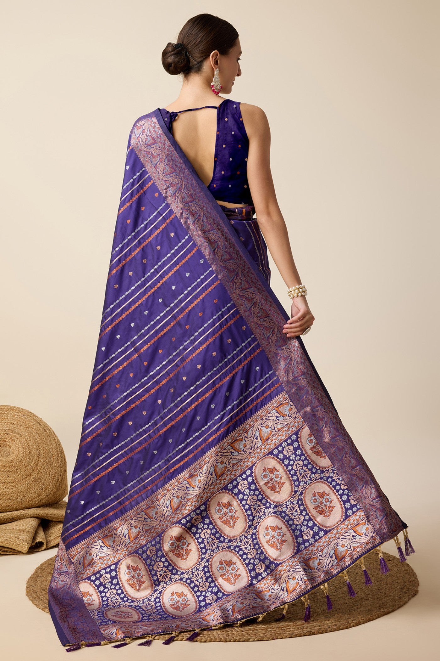 Buy MySilkLove Eggplant Purple Zari Woven Banarasi Saree Online