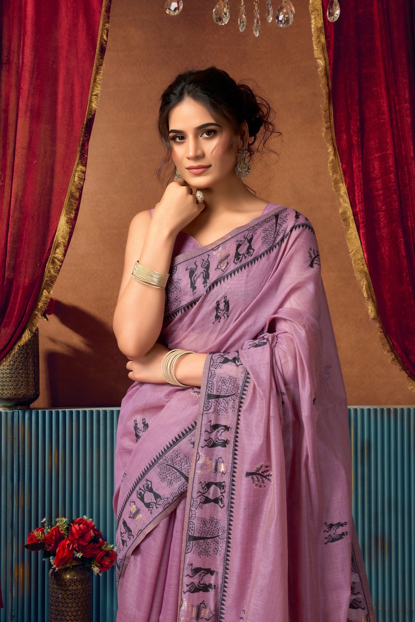 MySilkLove Mauve Purple Woven Modal Cotton Saree
