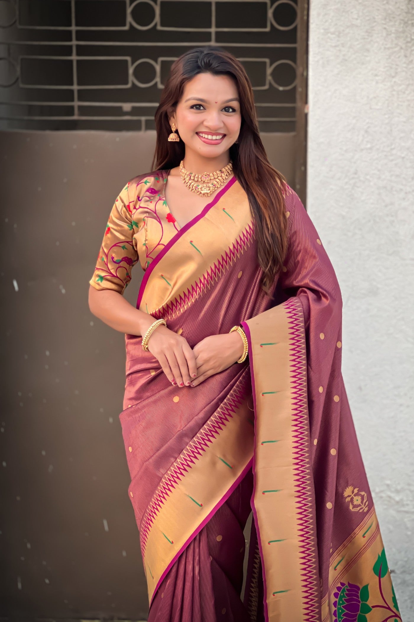 MySilkLove Pastel Maroon Woven Tissue Paithani Saree