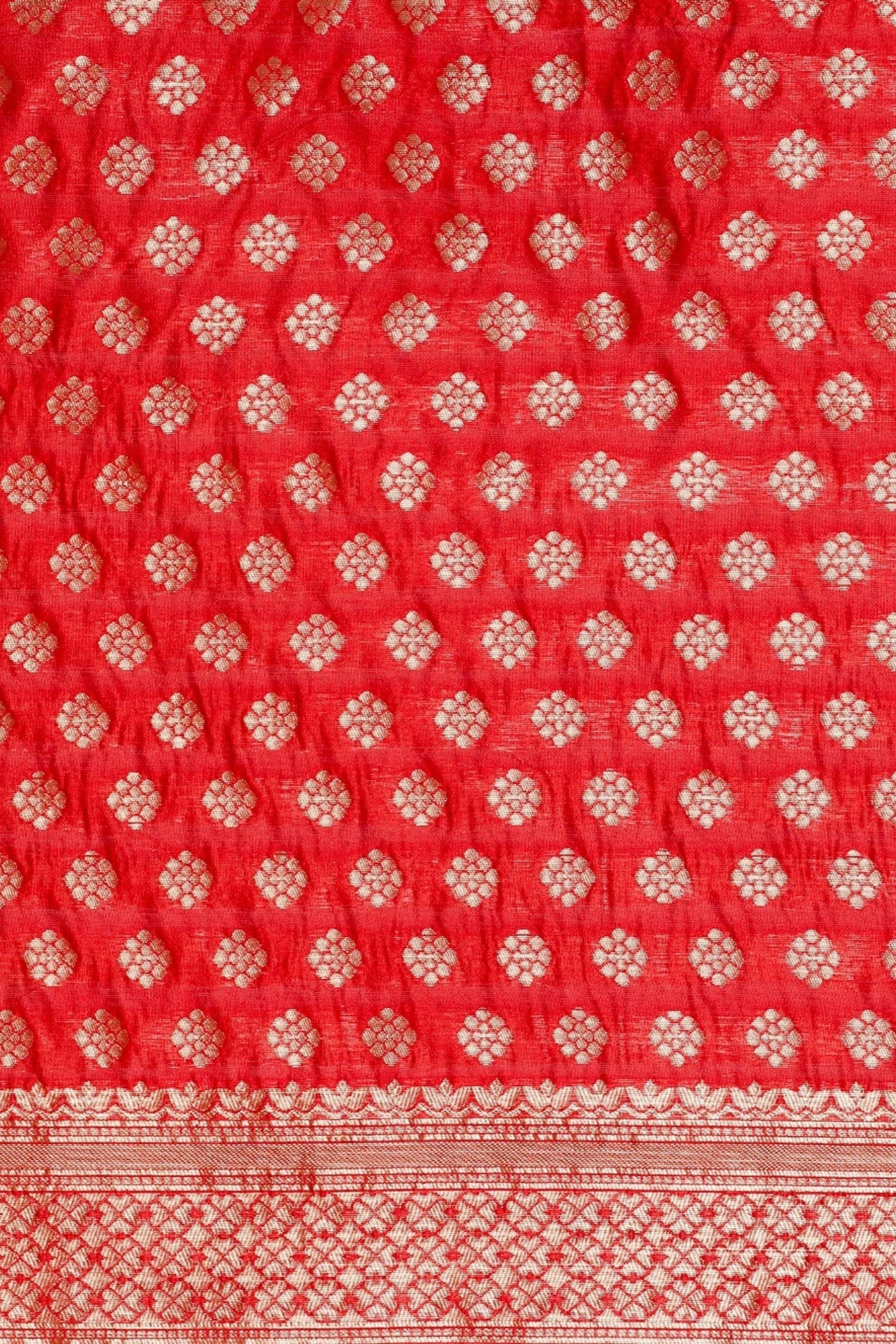 Buy MySilkLove Coral Red Woven Jacquard Lichi Silk Saree Online