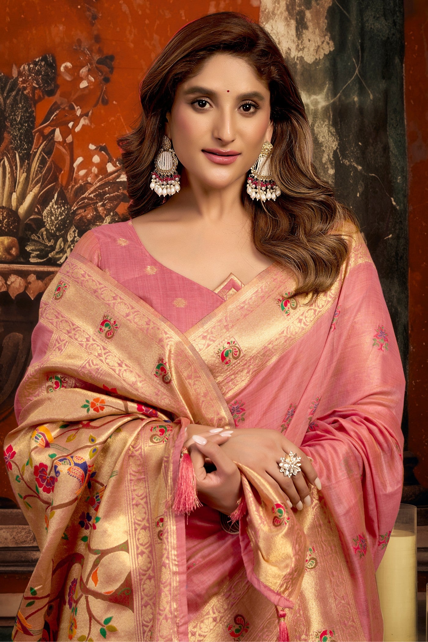 Buy MySilkLove Amaranth Pink Zari Woven Paithani Saree Online