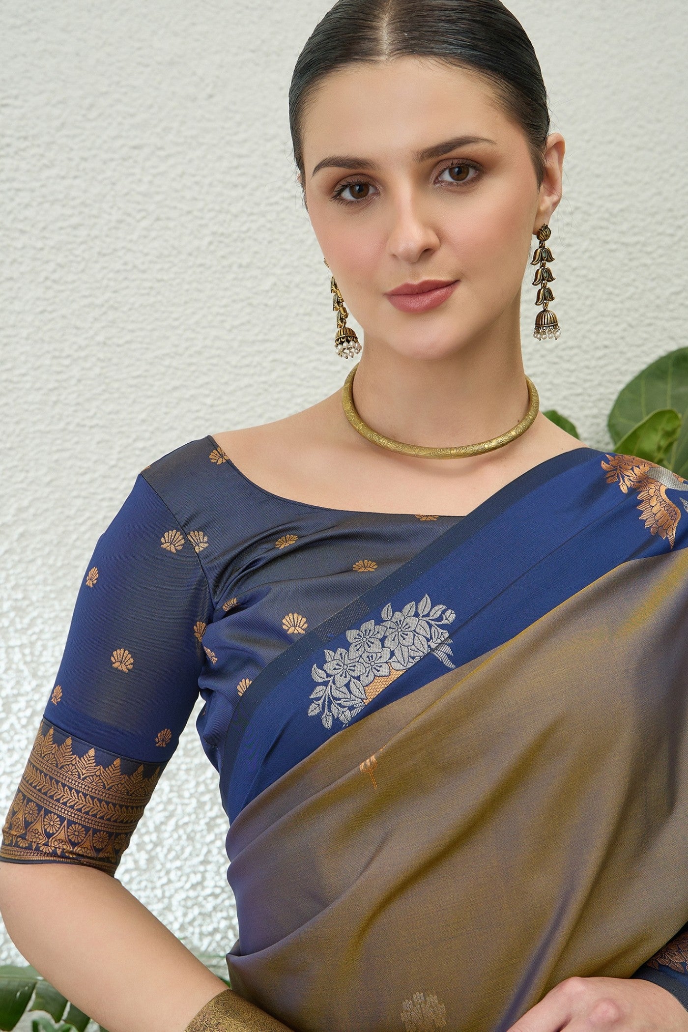 Buy MySilkLove French Grey Banarasi Handloom Soft Silk Saree Online