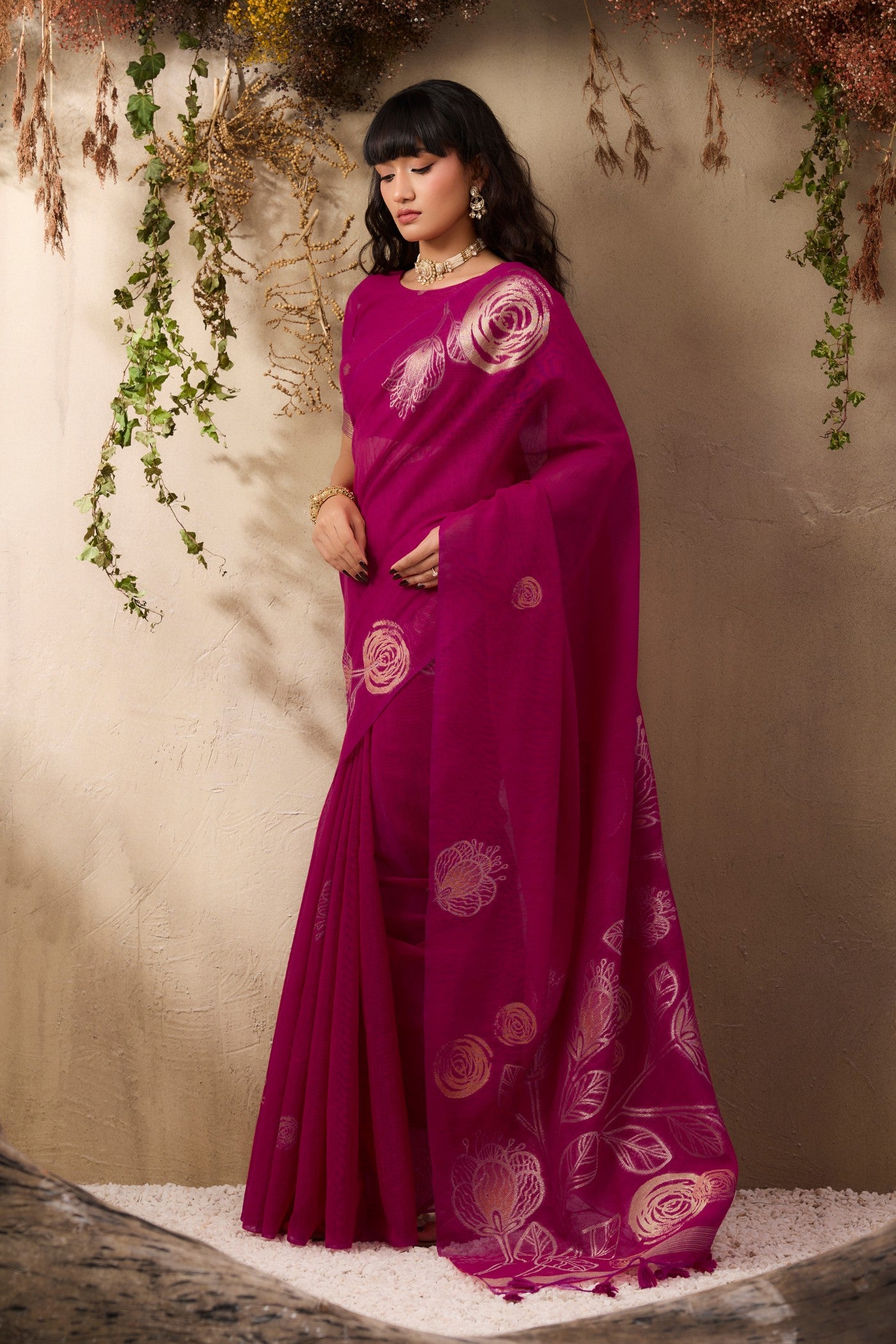 Buy MySilkLove Salmon Pink Munga Handloom Cotton Saree Online