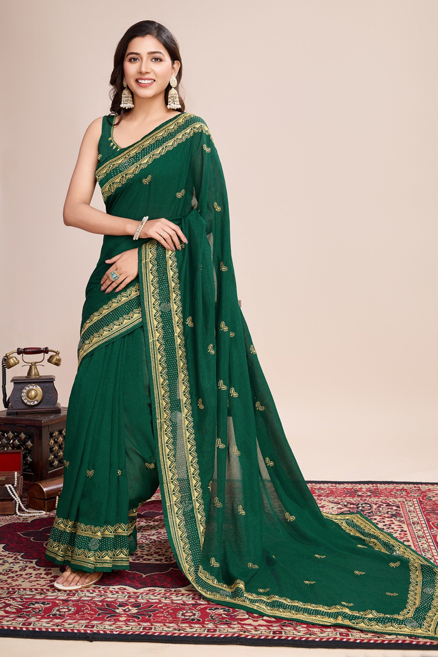 Buy MySilkLove Castleton Green Designer Partywear Saree Online