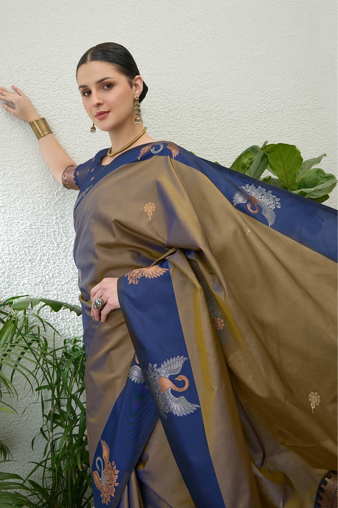 Buy MySilkLove French Grey Banarasi Handloom Soft Silk Saree Online