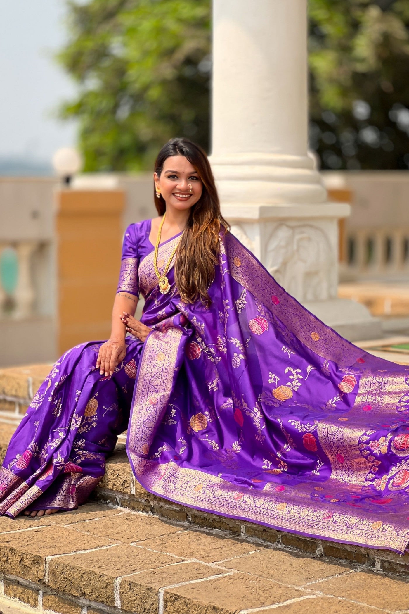 Buy MySilkLove Early Bird Purple Woven Banarasi Saree Online