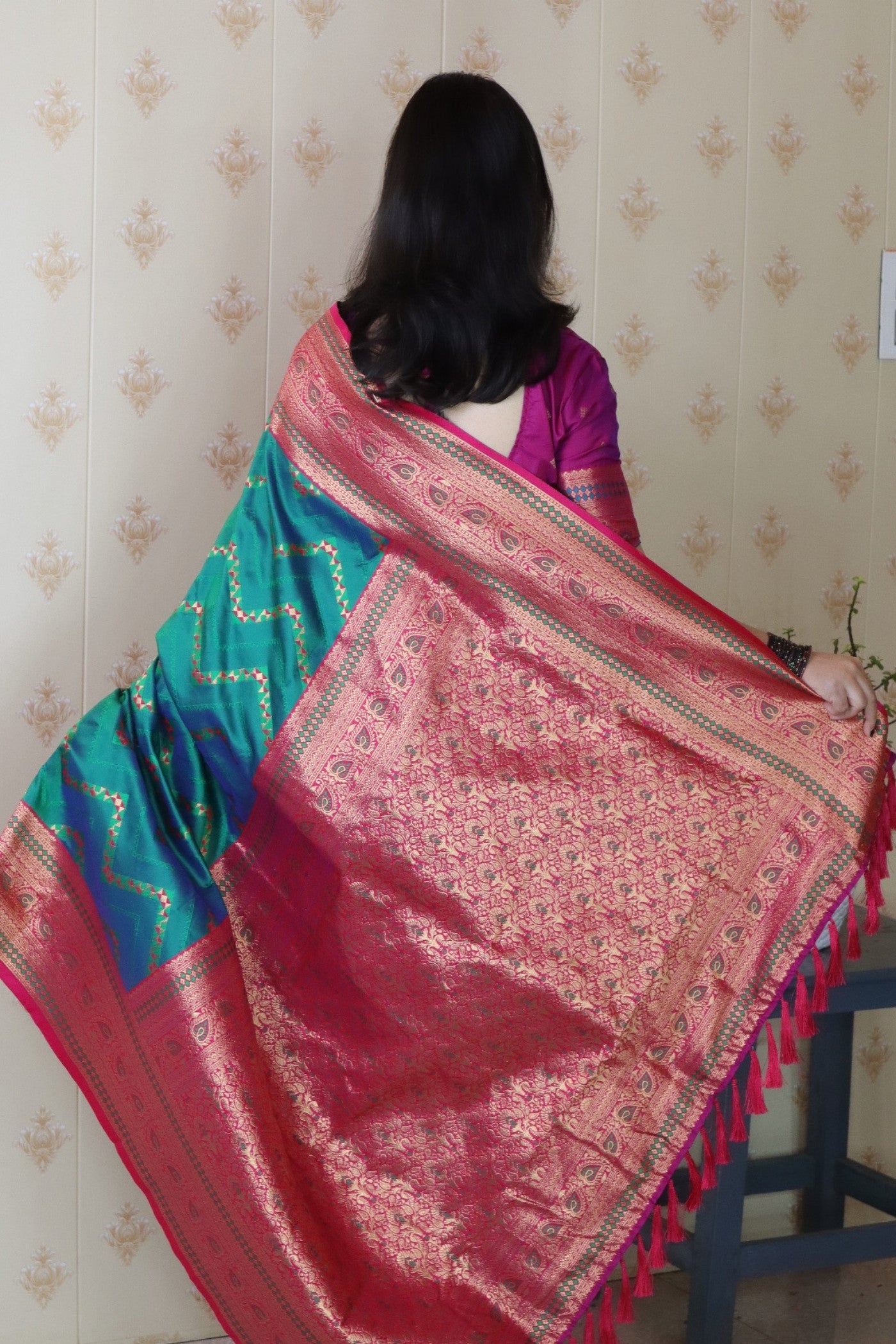 Buy MySilkLove Teal Green Banarasi Handloom Saree Online