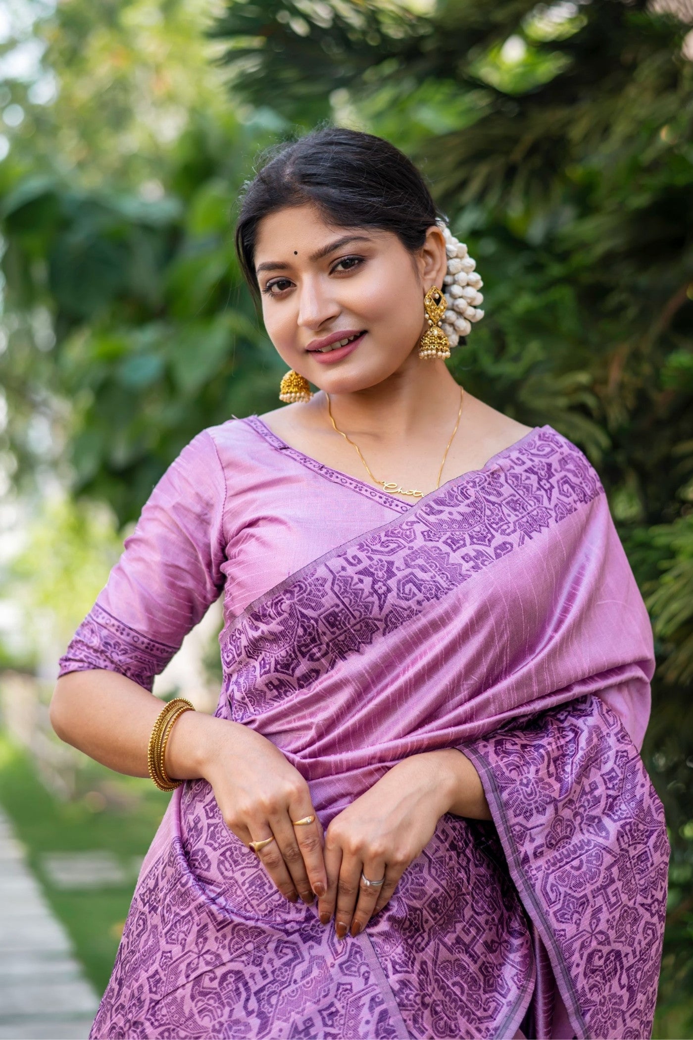 Buy MySilkLove Thistle Purple Banarasi Handloom Raw Silk Saree Online