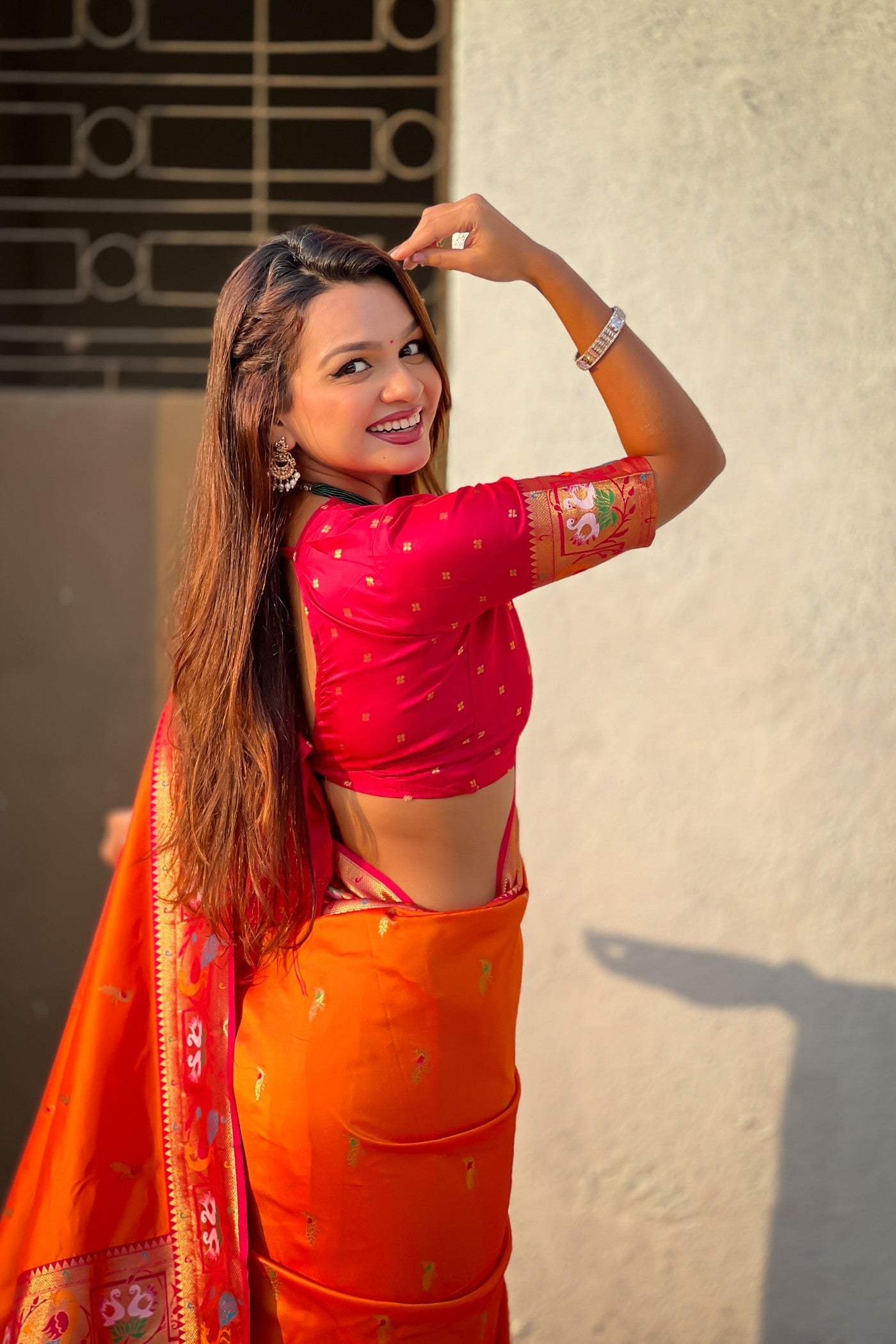 MySilkLove Copper Orange Zari Woven Paithani Saree