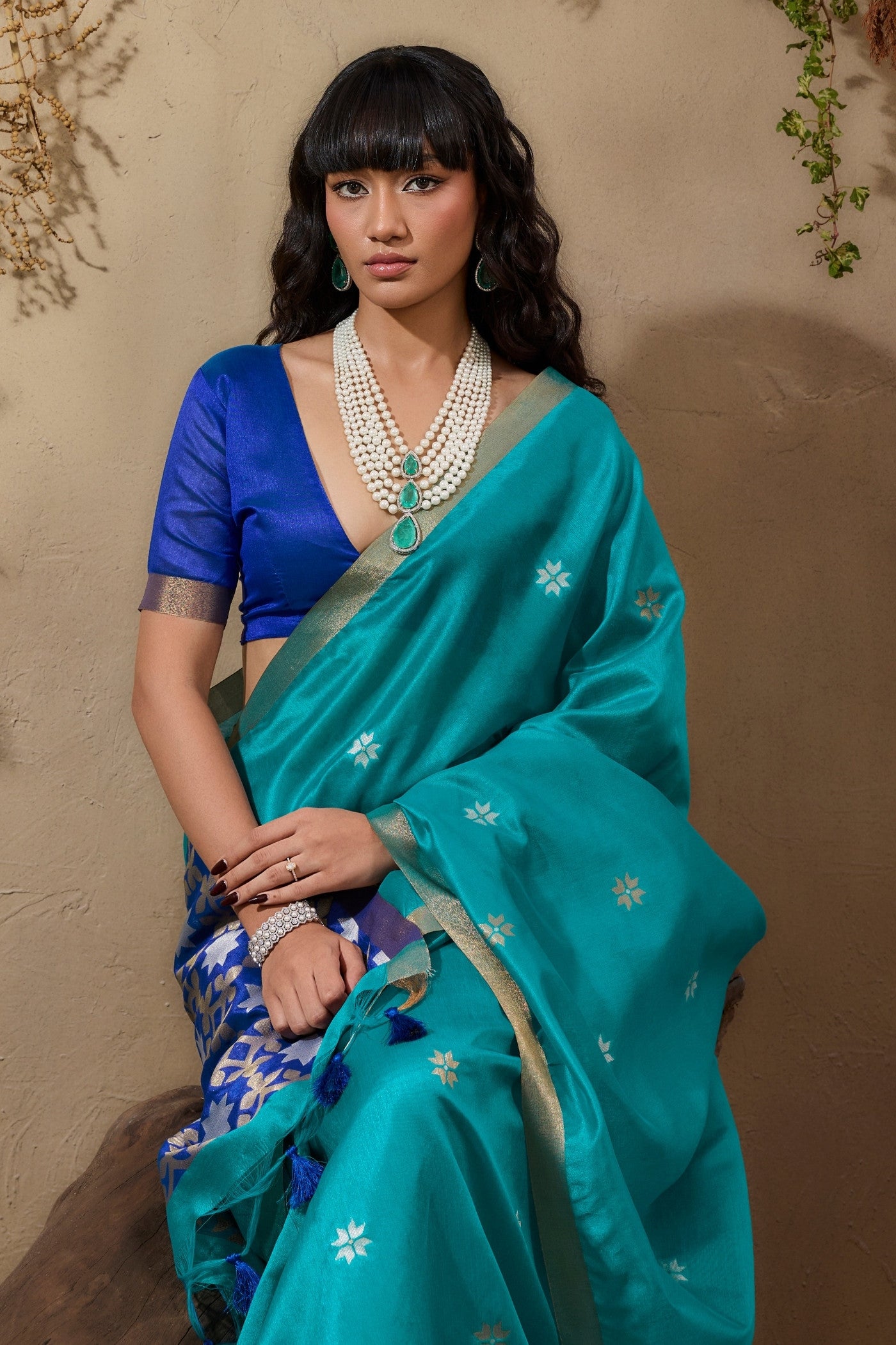 MySilkLove Trypan Blue Tussar Handloom Silk Saree