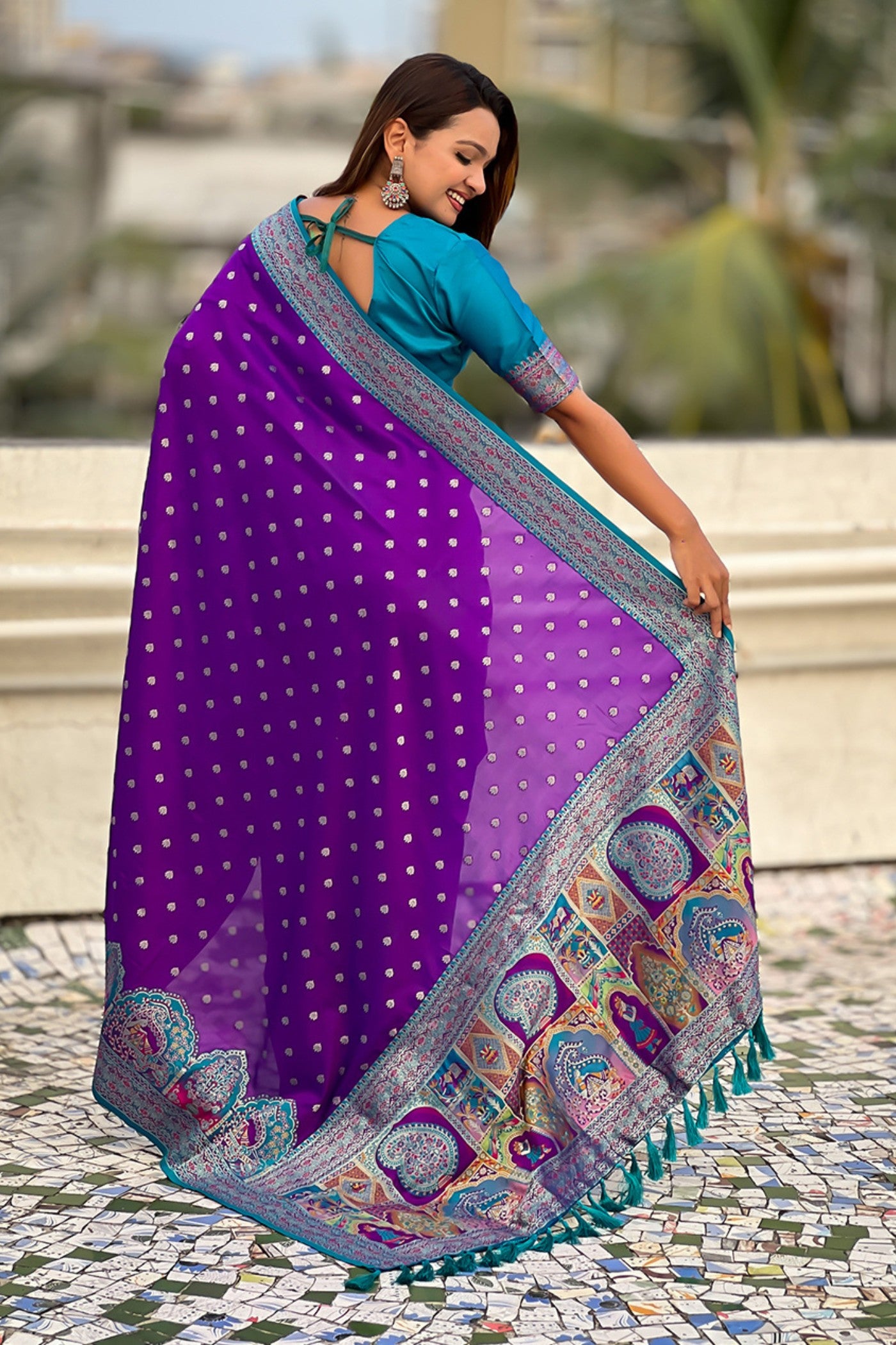 Buy MySilkLove Brinjal Purple Woven Banarasi Saree Online