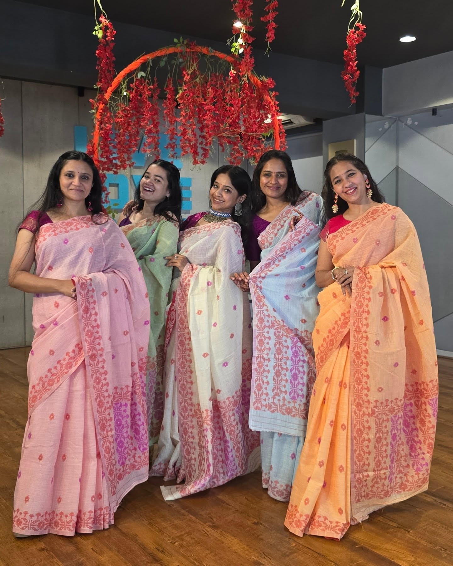 Buy MySilkLove Apricot Peach Woven Linen Saree Online