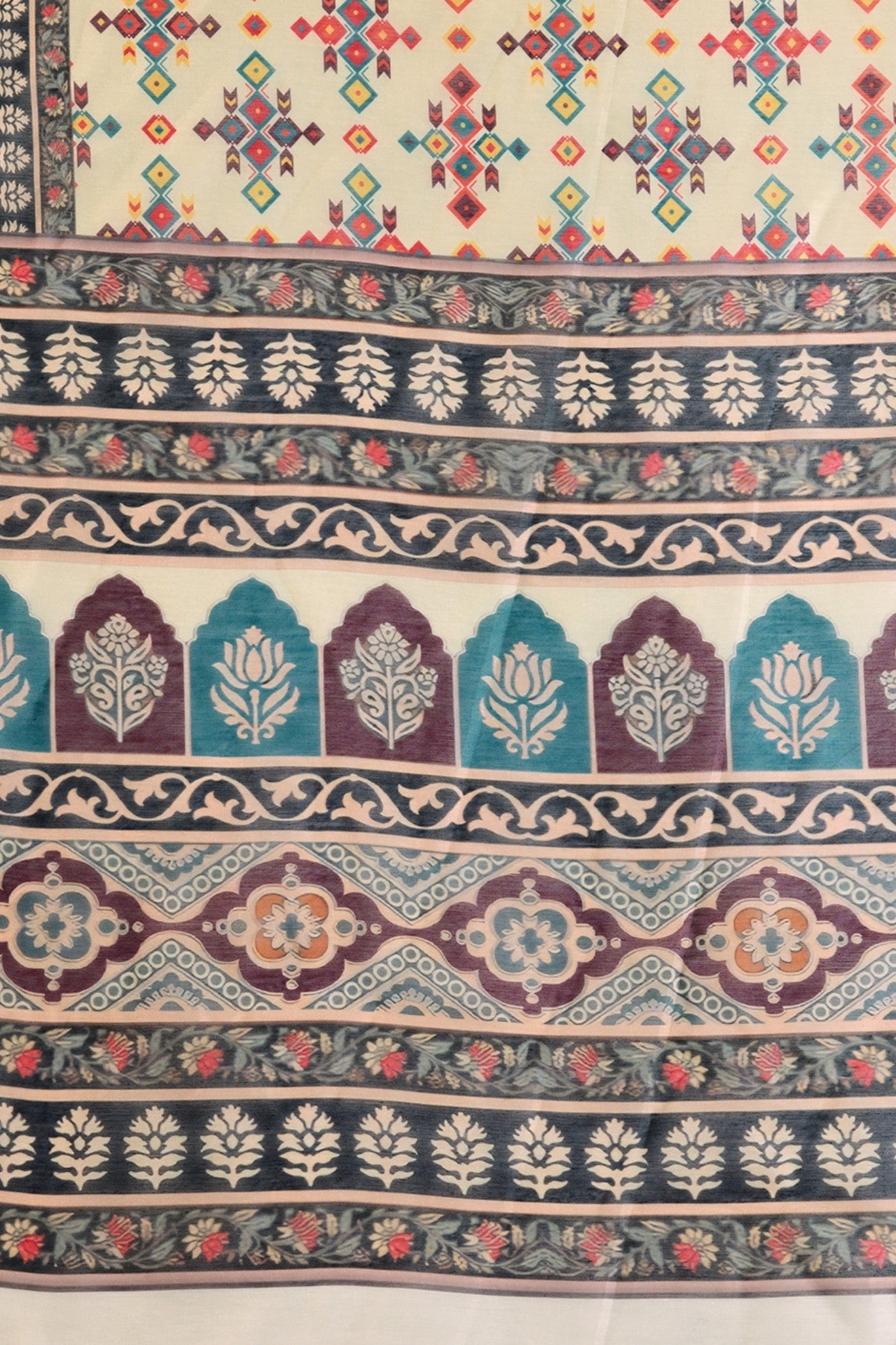 Buy MySilkLove White Smoke Digital Printed Saree Online