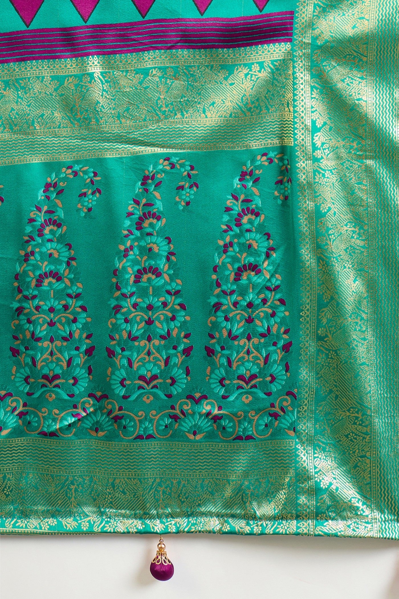 Buy MySilkLove Haze Purple and Green Printed Satin Crepe Silk Saree Online