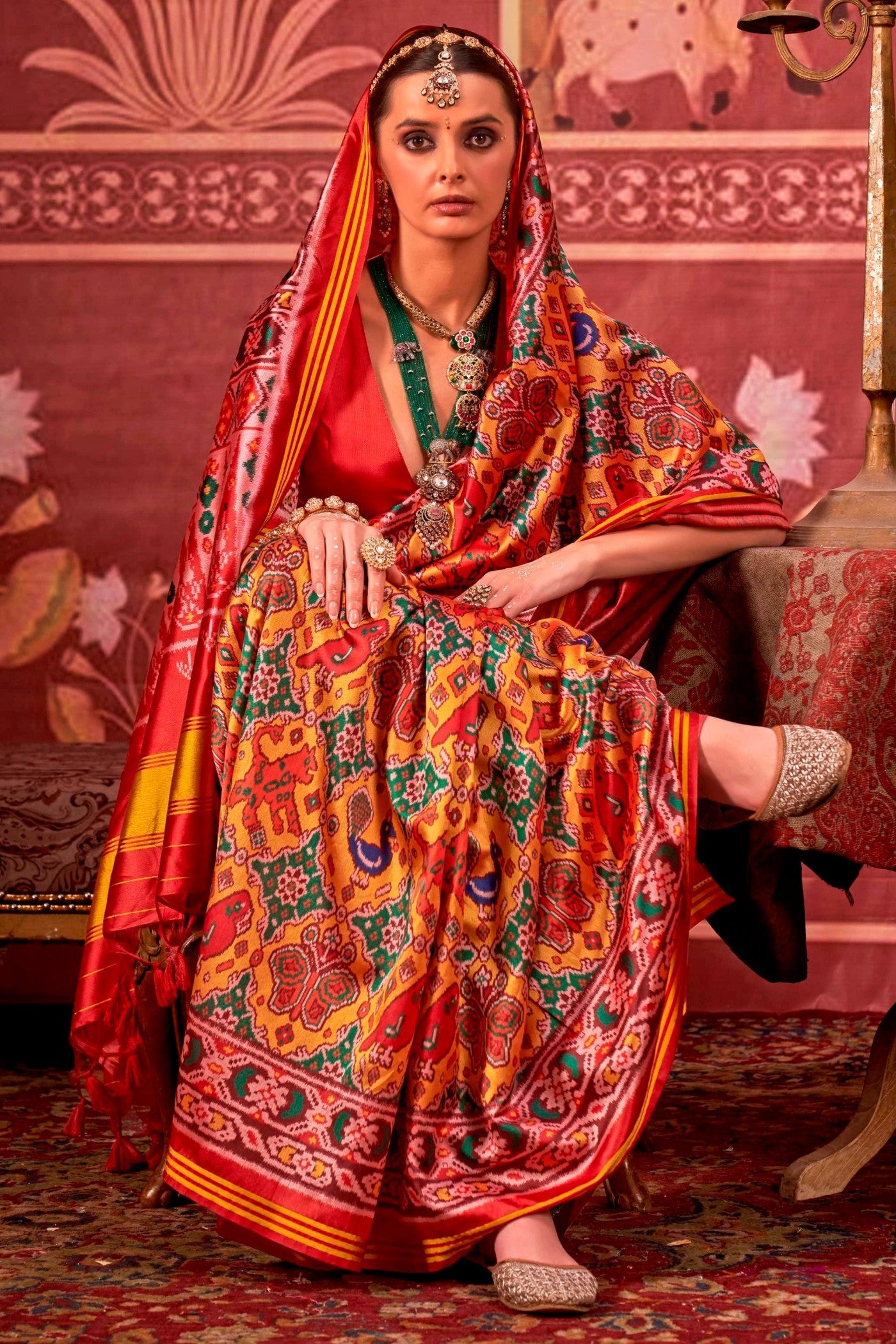 Buy MySilkLove Cyber Yellow Printed Patola Saree Online