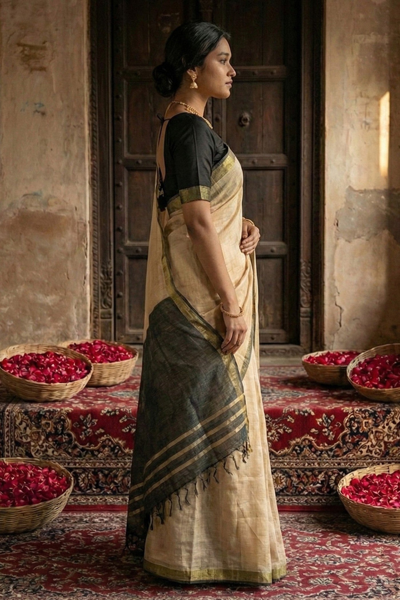 Buy MySilkLove Warm Cream Cotton Silk Saree Online