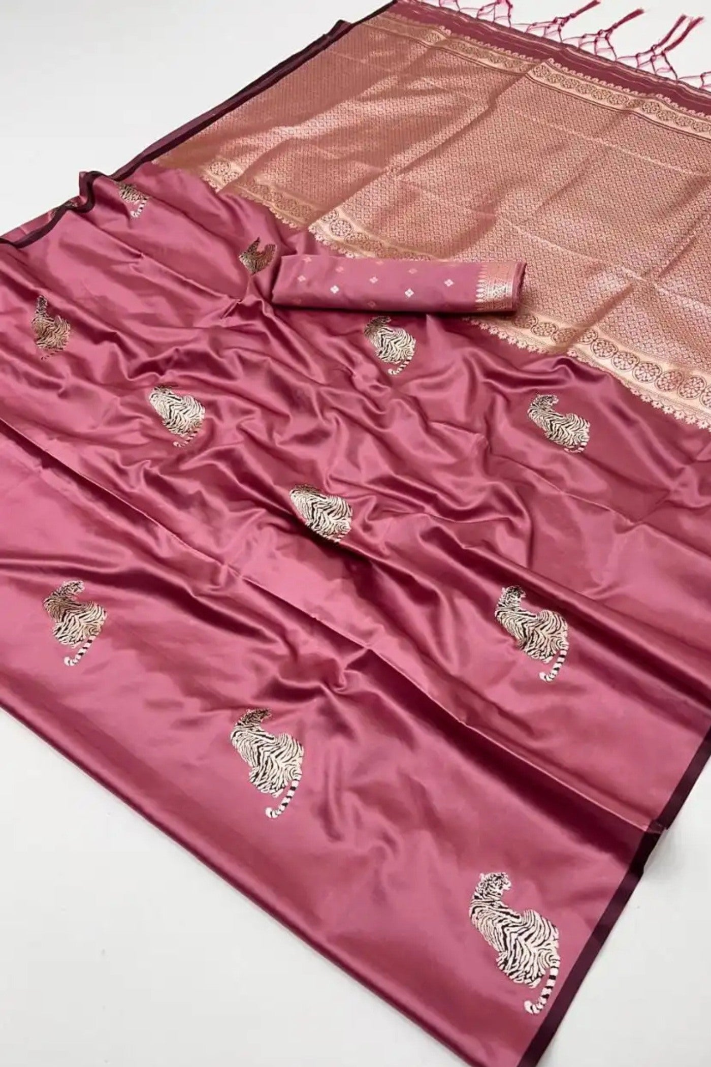 Buy MySilkLove Wisteria Purple Handloom Satin Soft Silk Saree Online
