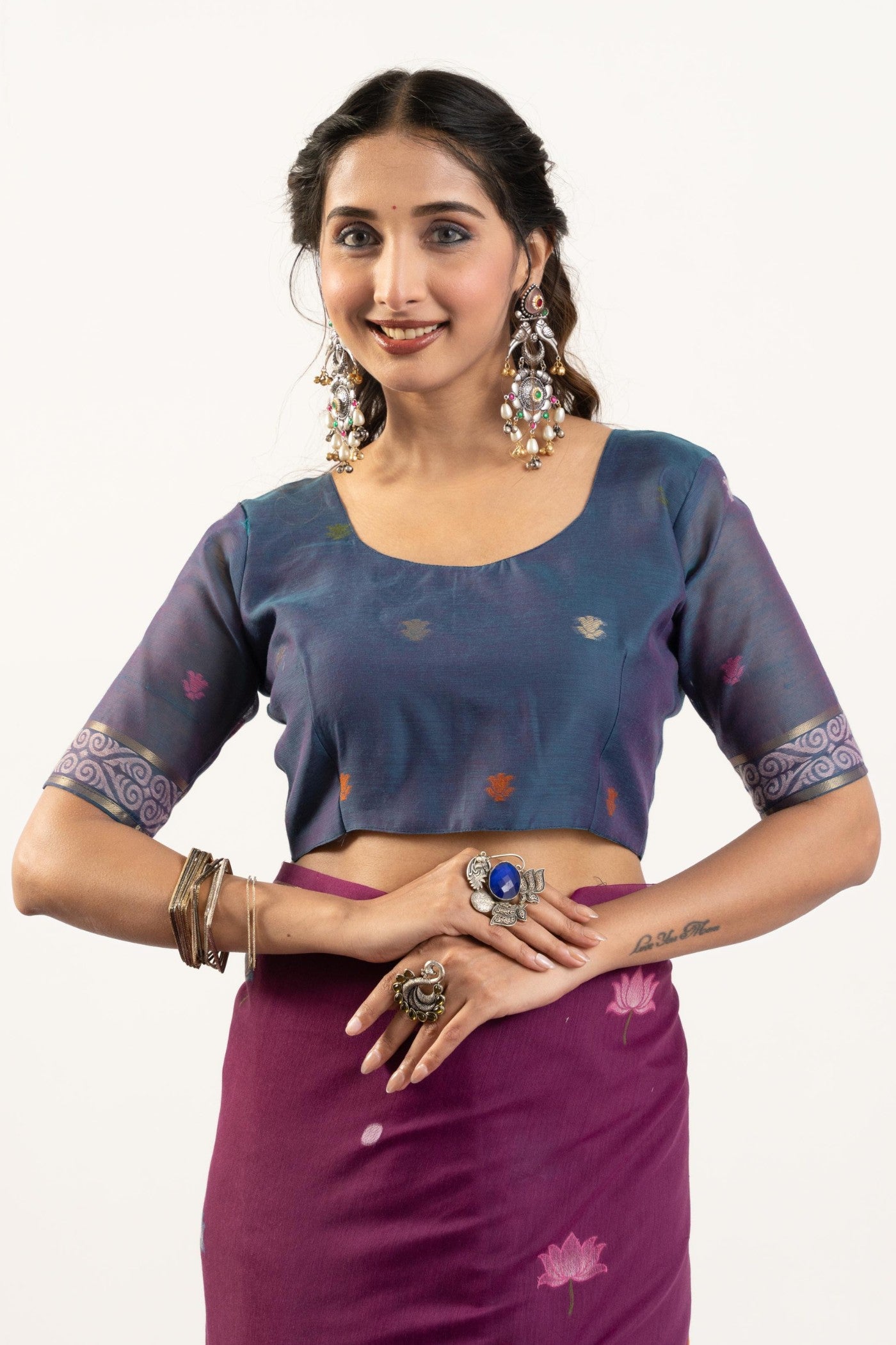 Buy MySilkLove Mulberry Purple Woven Soft Muga Cotton Saree Online