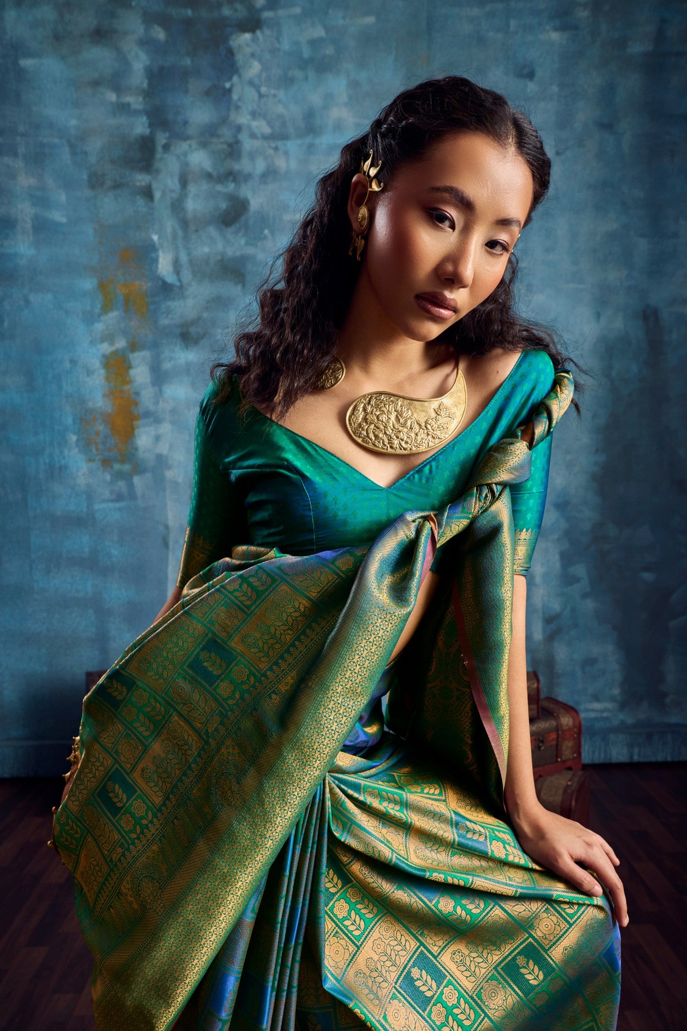 Buy MySilkLove Basil Green Kanjivaram Handloom Saree Online