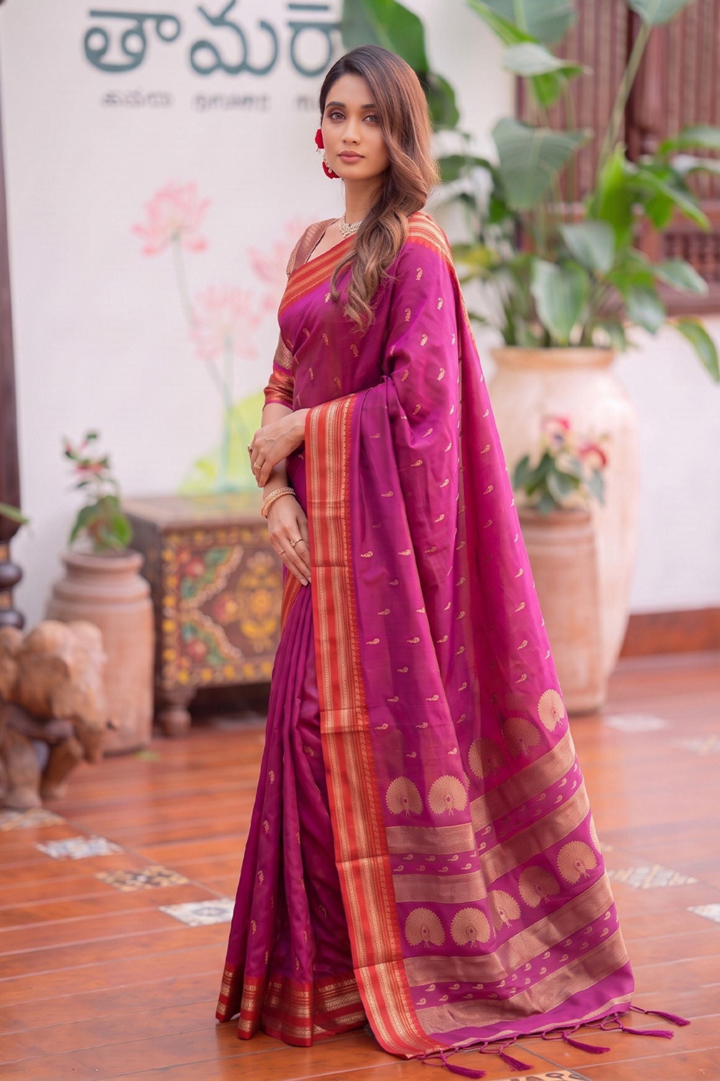 Buy MySilkLove Dusty Pink Banarasi Woven Soft Silk Saree Online