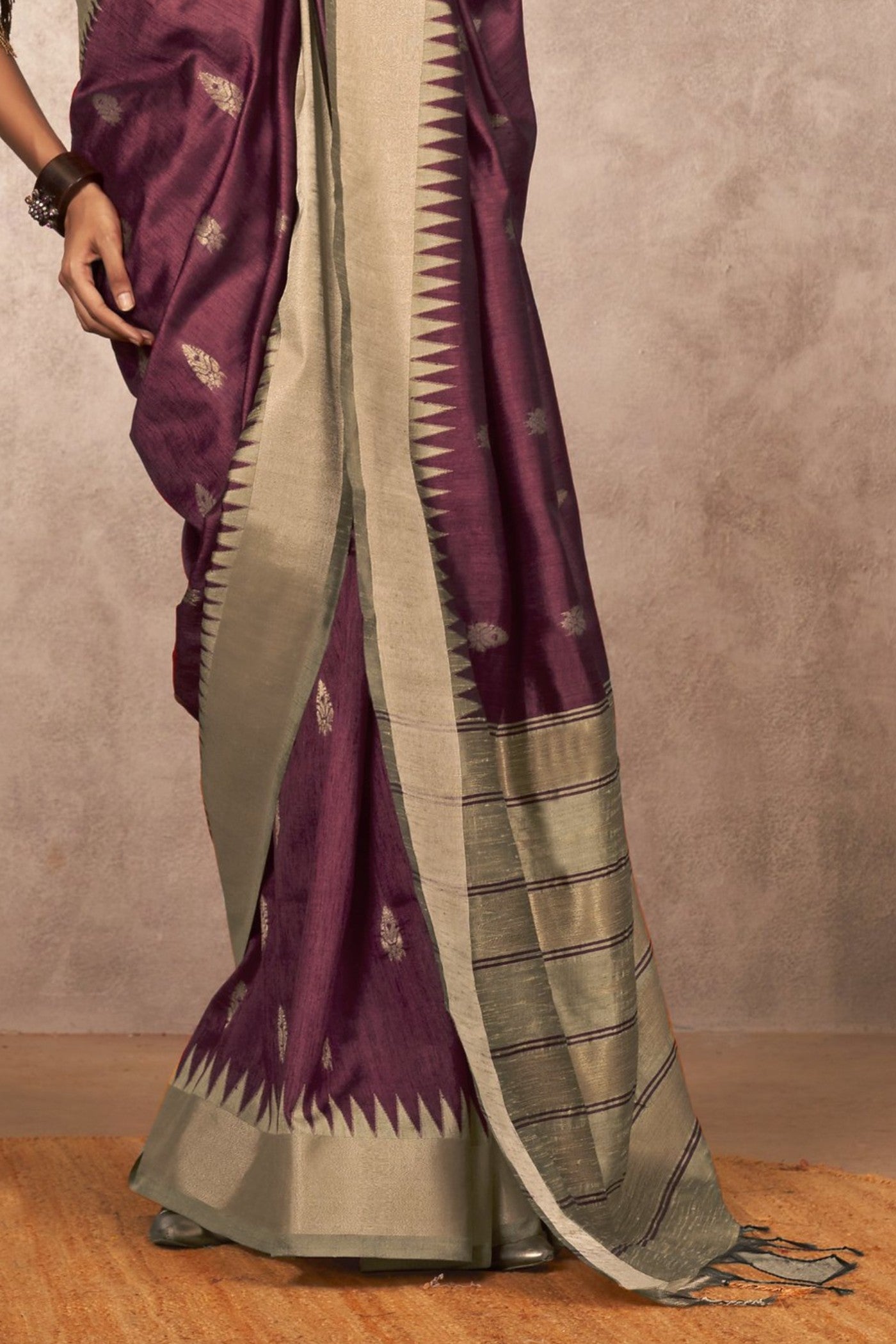 Buy MySilkLove Hellebore Purple Bhagalpuri Handloom Saree Online