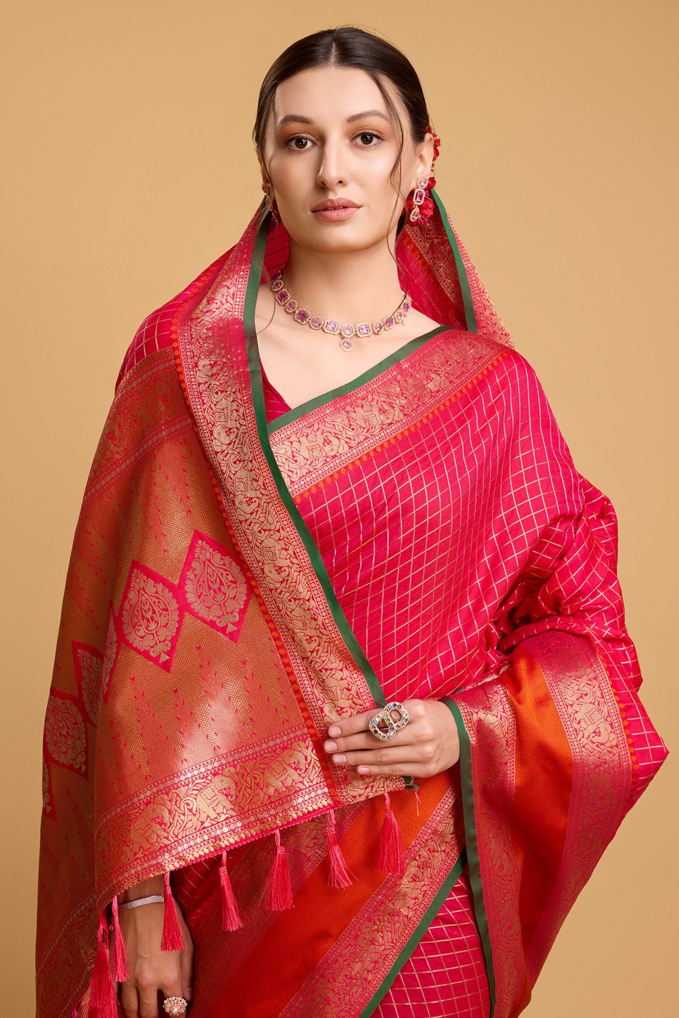 Buy MySilkLove Chilli Red Zari Woven Banarasi Saree Online