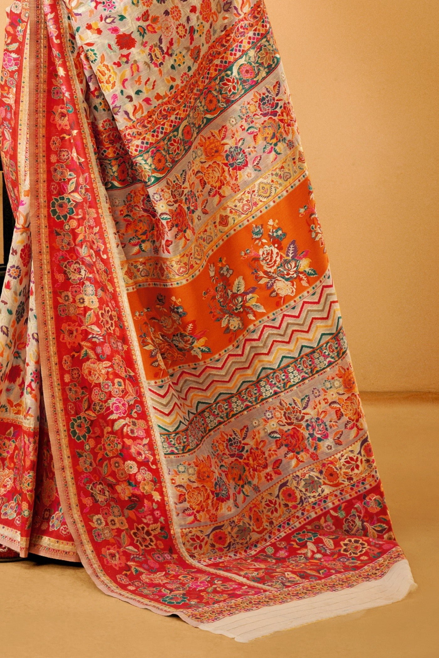 Buy MySilkLove Pastel Cream Kashmiri Handloom Jamewar Saree Online