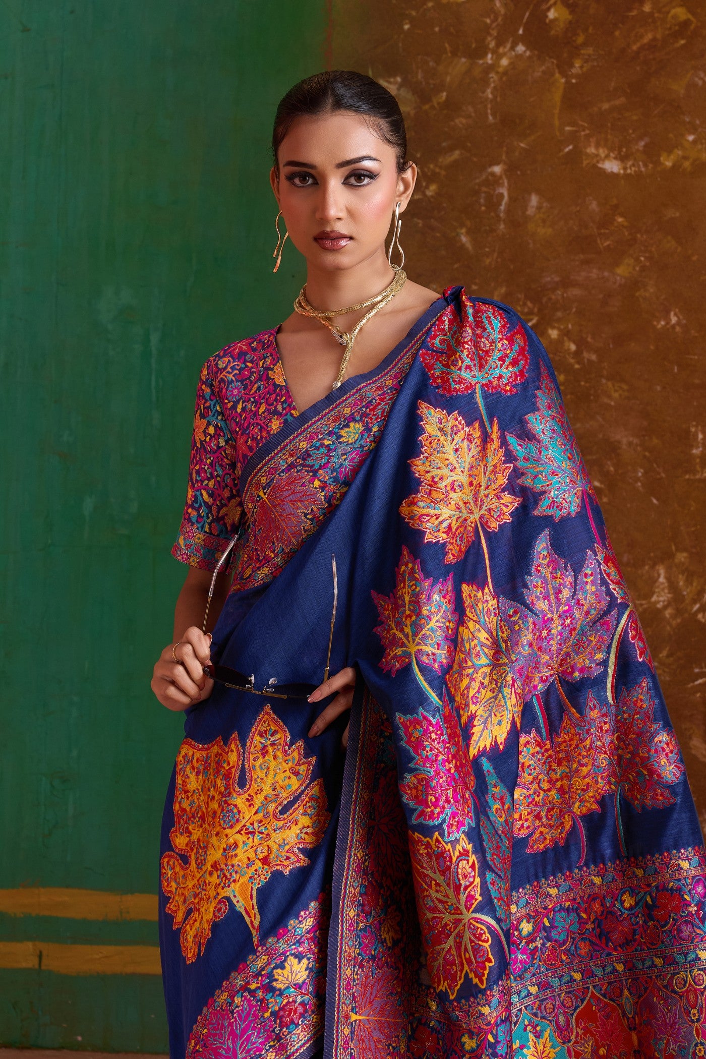 Buy MySilkLove Celeste Blue Kashmiri Handloom Jamewar Saree Online