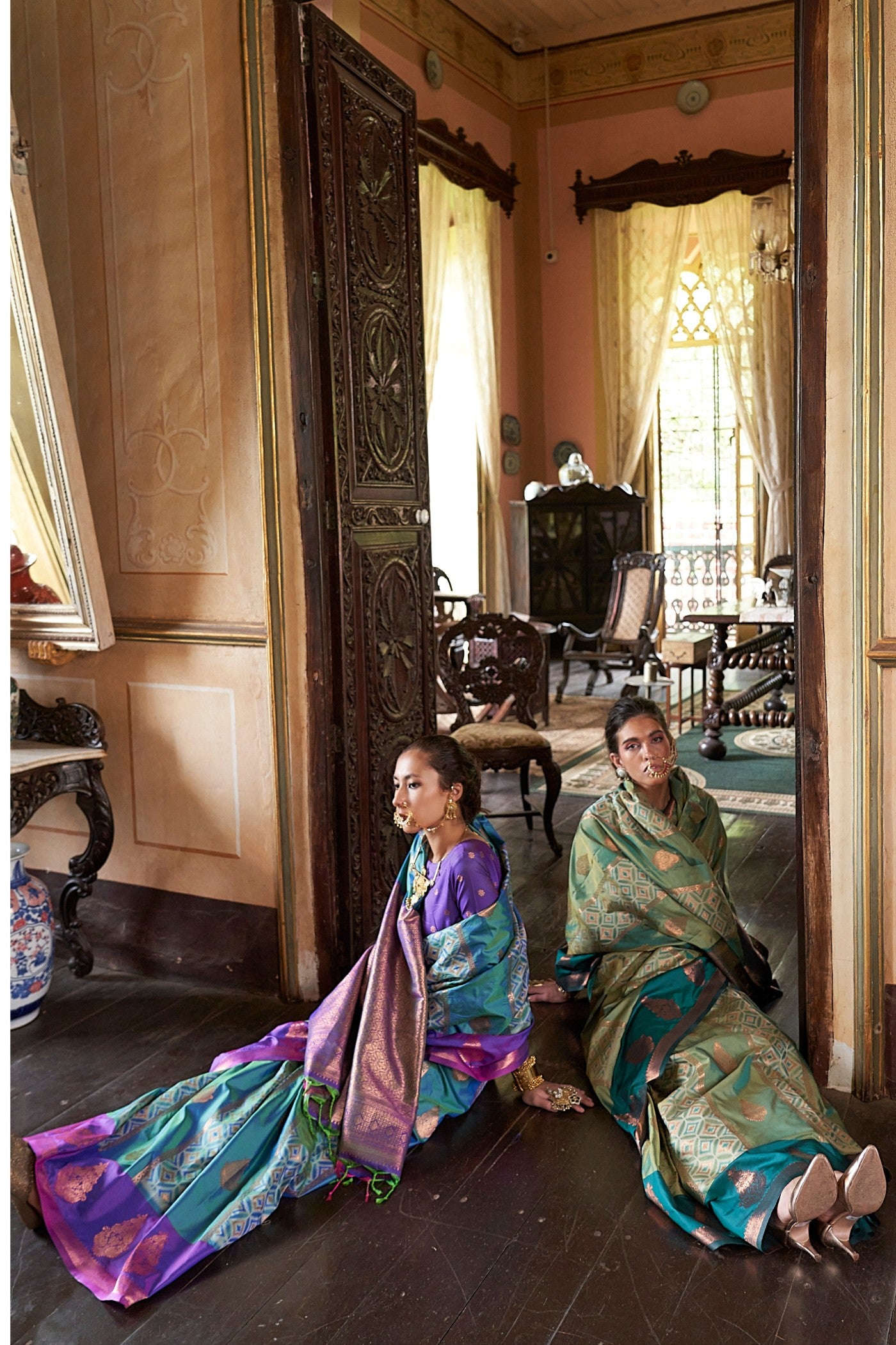 Buy MySilkLove Cactus Green Banarasi Handloom Saree Online