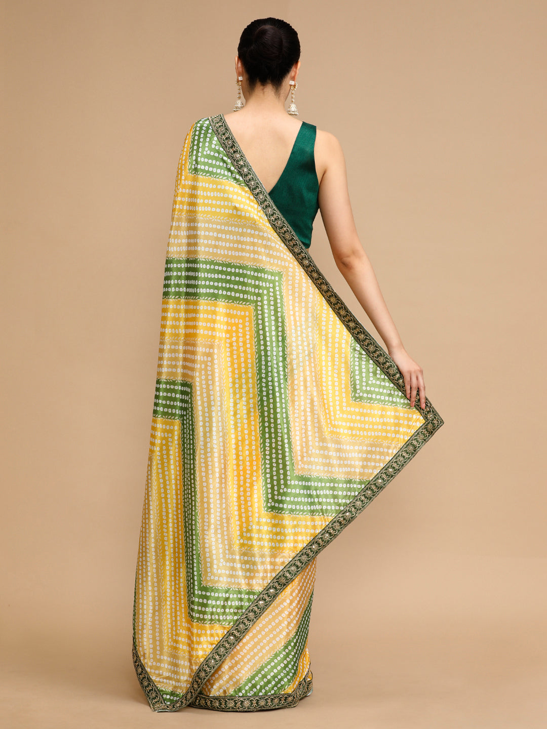 Buy MySilkLove Moss Yellow Woven Jacquard Lichi Silk Saree Online