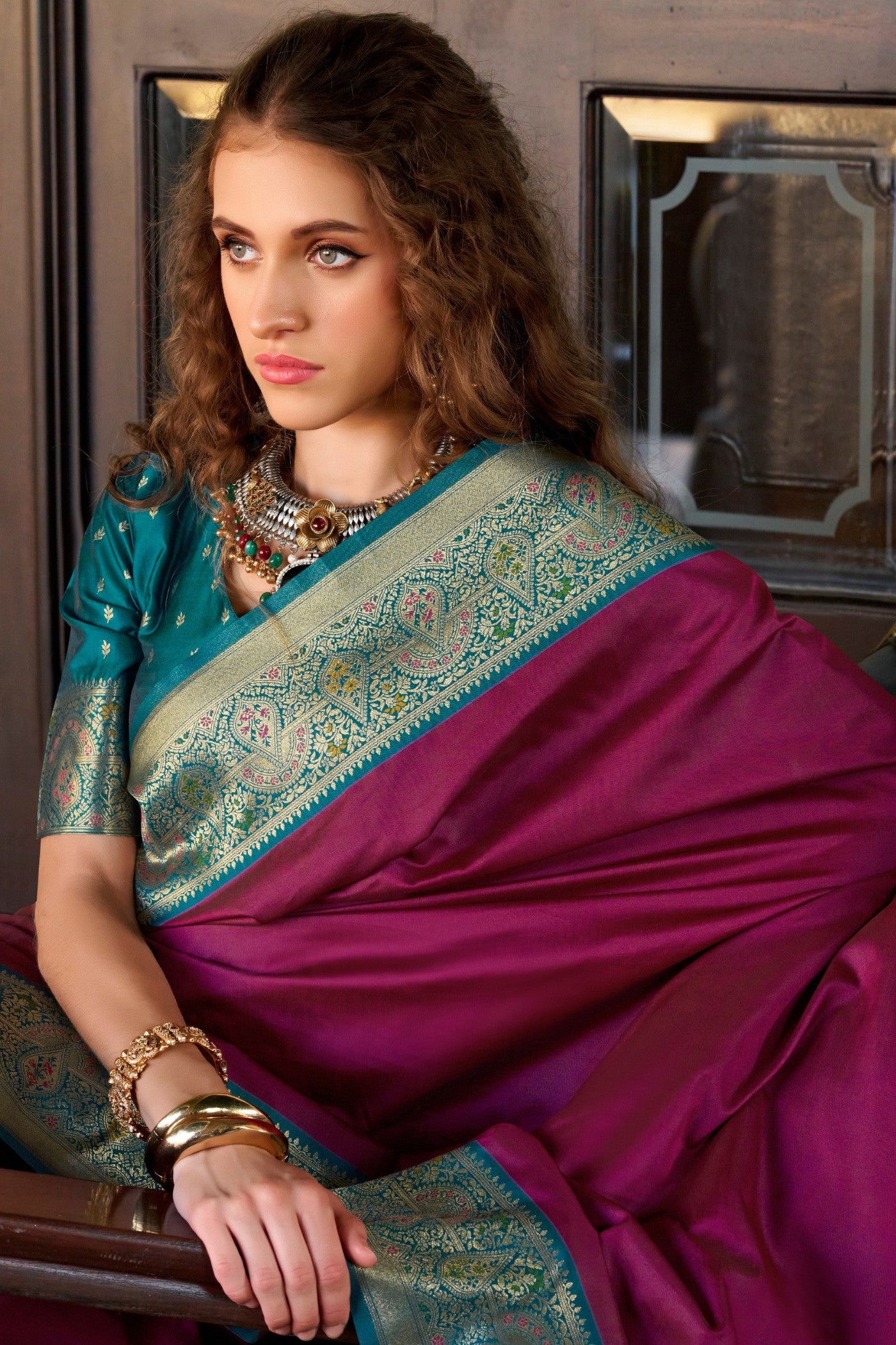 Buy MySilkLove Jamun Purple Woven Banarasi Soft Silk Saree Online