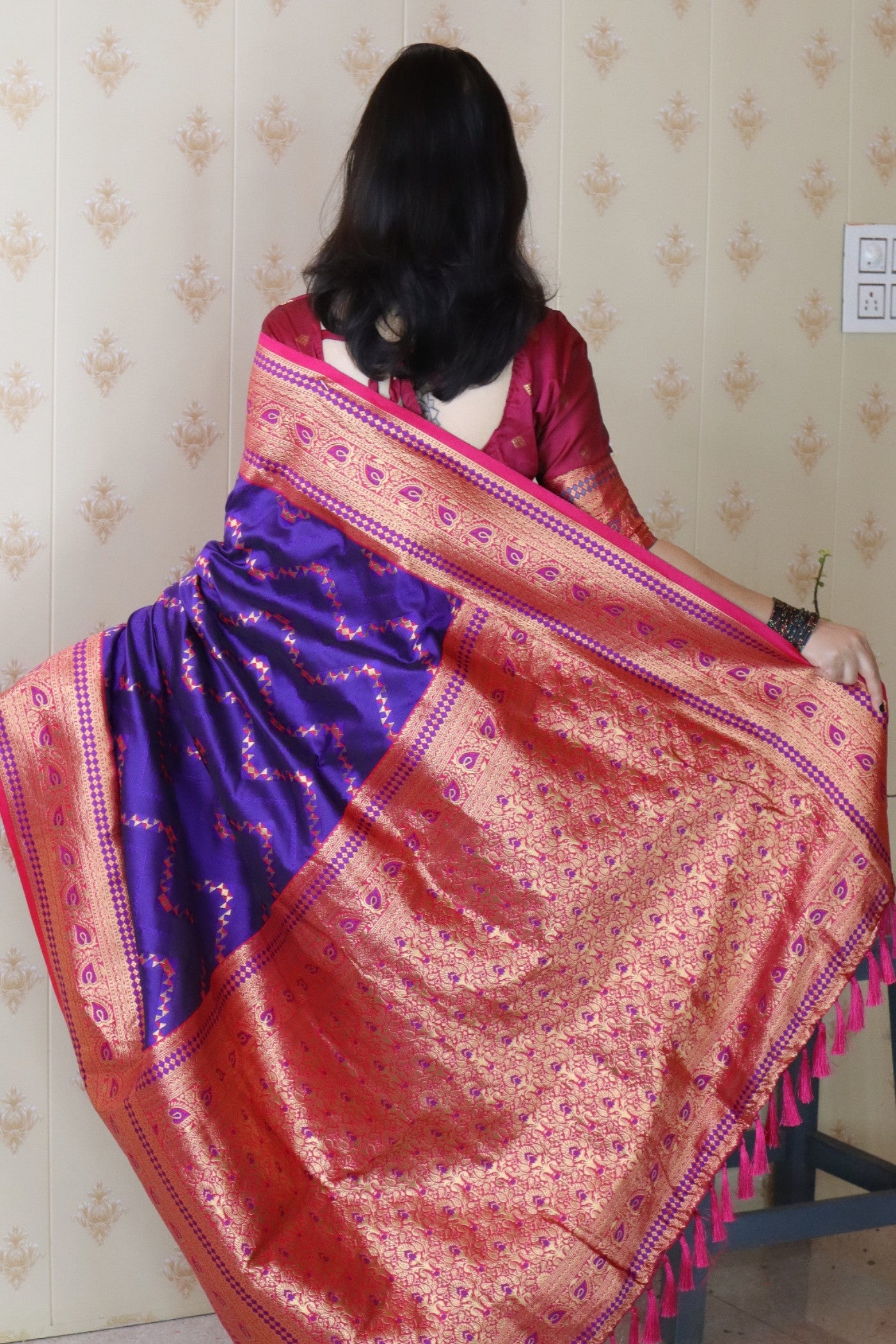 Buy MySilkLove Persian Blue Banarasi Handloom Saree Online