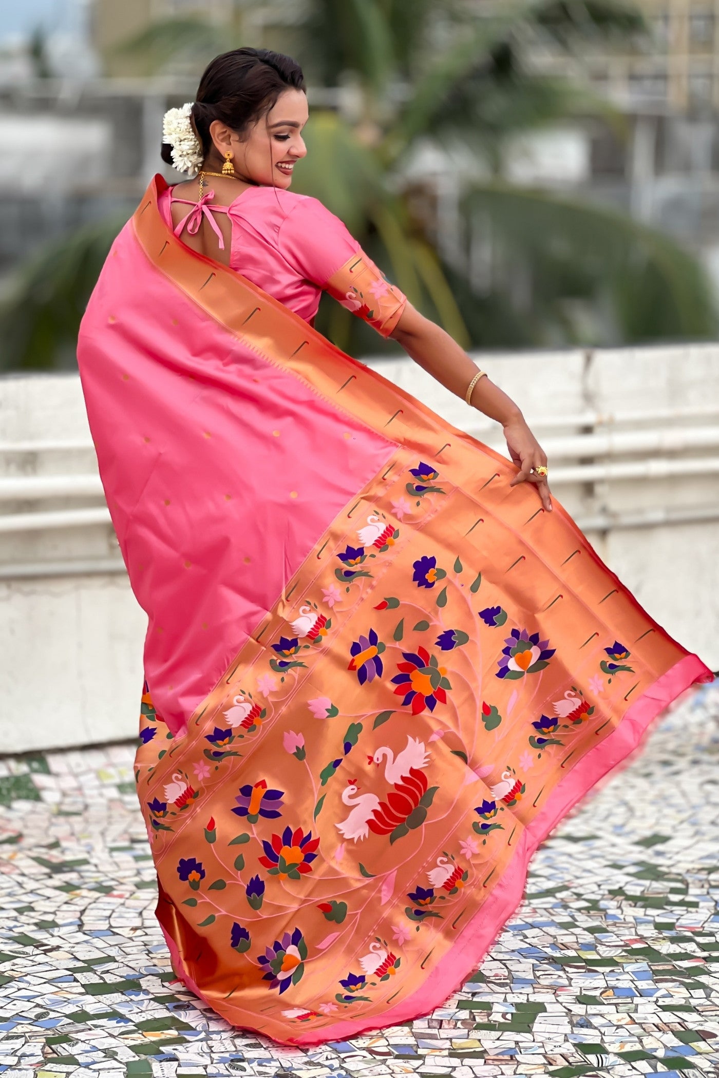 Buy MySilkLove Ruby Pink Woven Paithani Saree Online