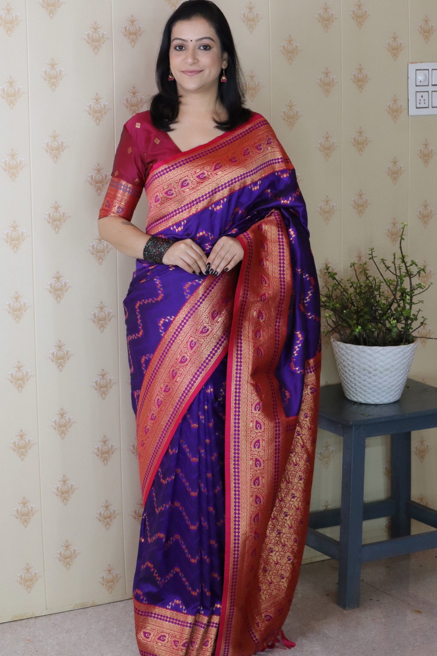 Buy MySilkLove Persian Blue Banarasi Handloom Saree Online