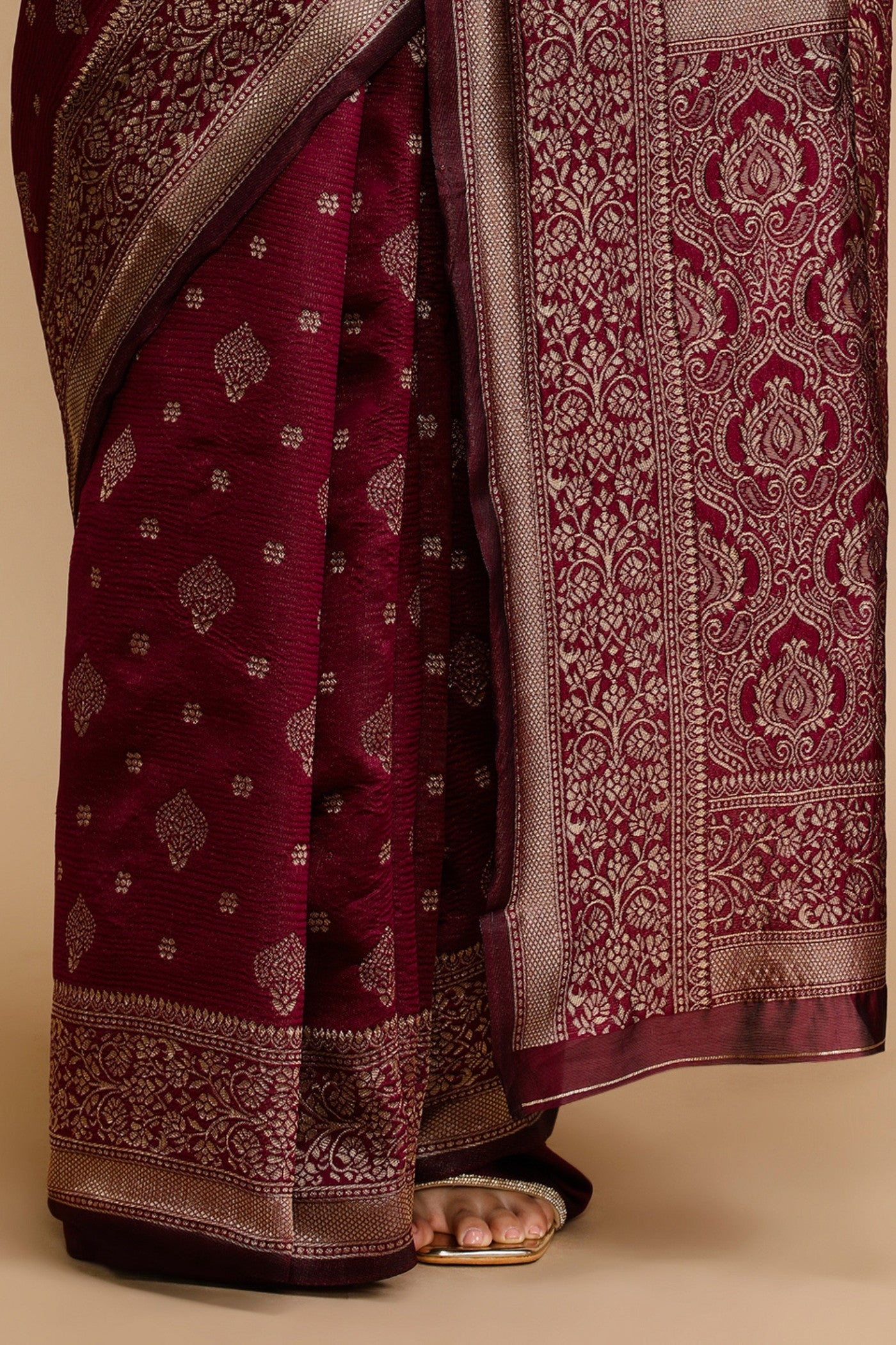 Buy MySilkLove Jam Purple Woven Jacquard Lichi Silk Saree Online