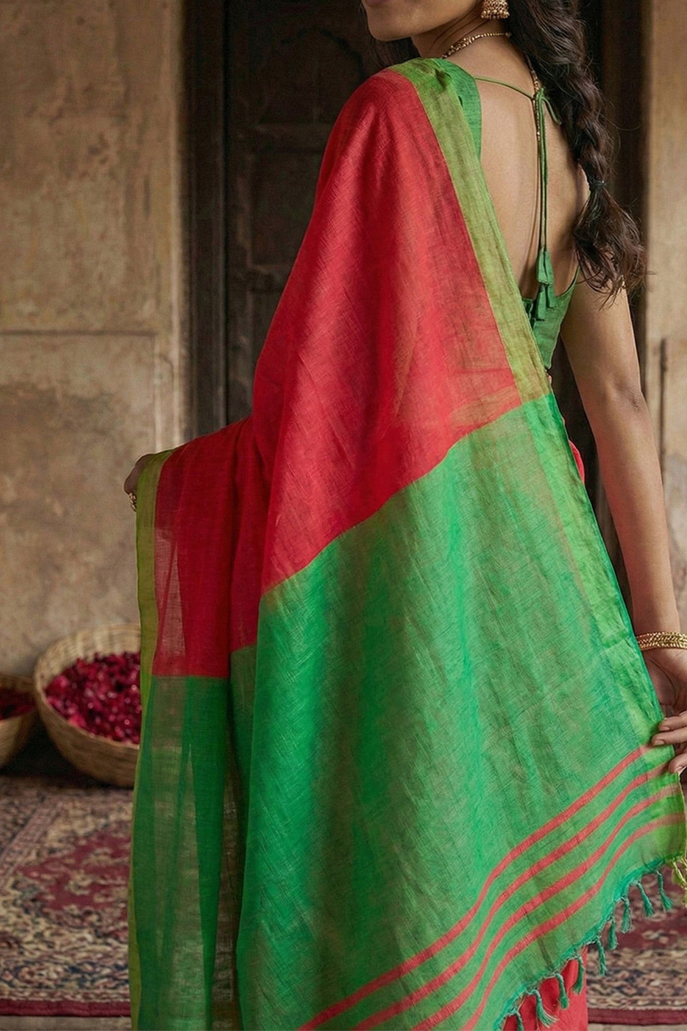 Buy MySilkLove Persian Red Cotton Silk Saree Online