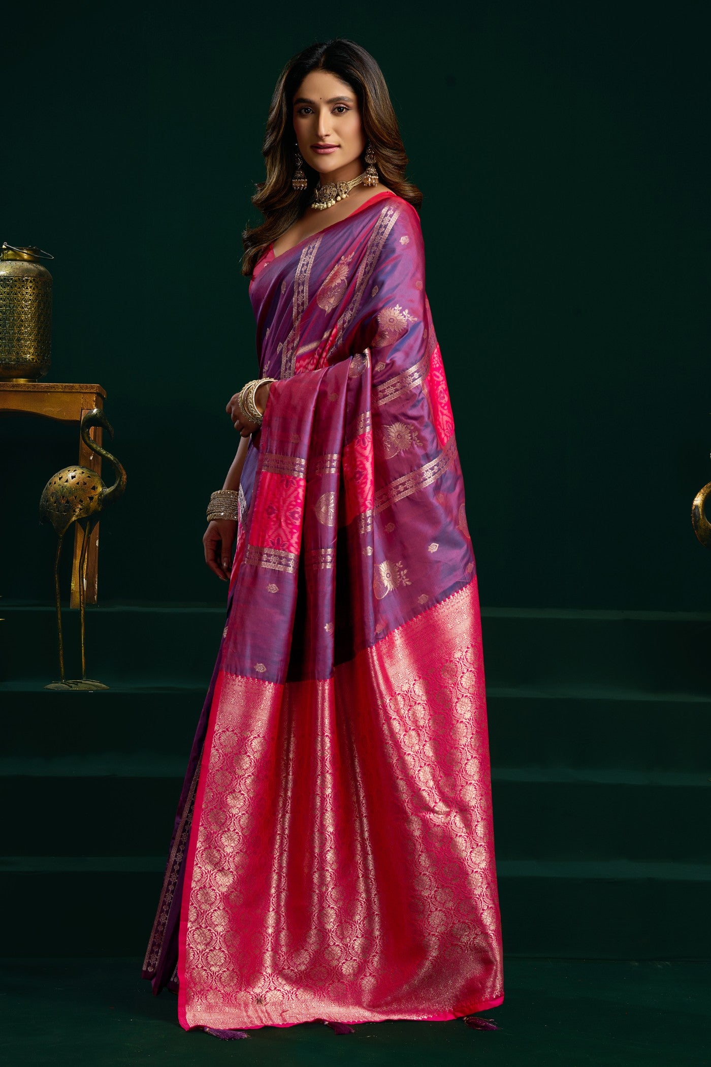 Buy MySilkLove Cobalt Purple Banarasi Handloom Soft Silk Saree Online