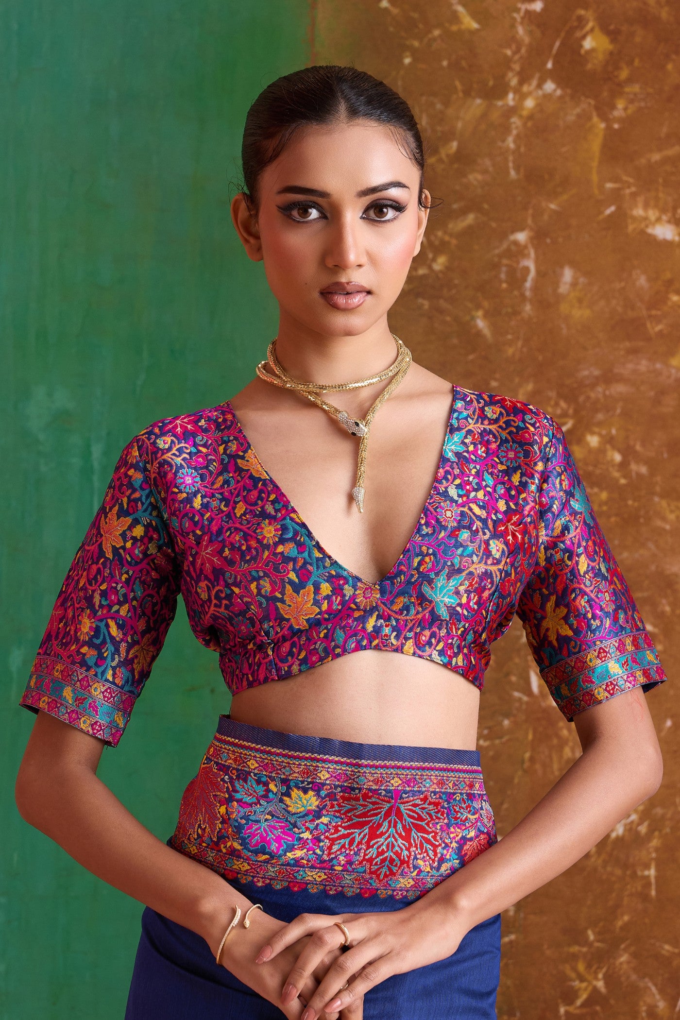 Buy MySilkLove Celeste Blue Kashmiri Handloom Jamewar Saree Online